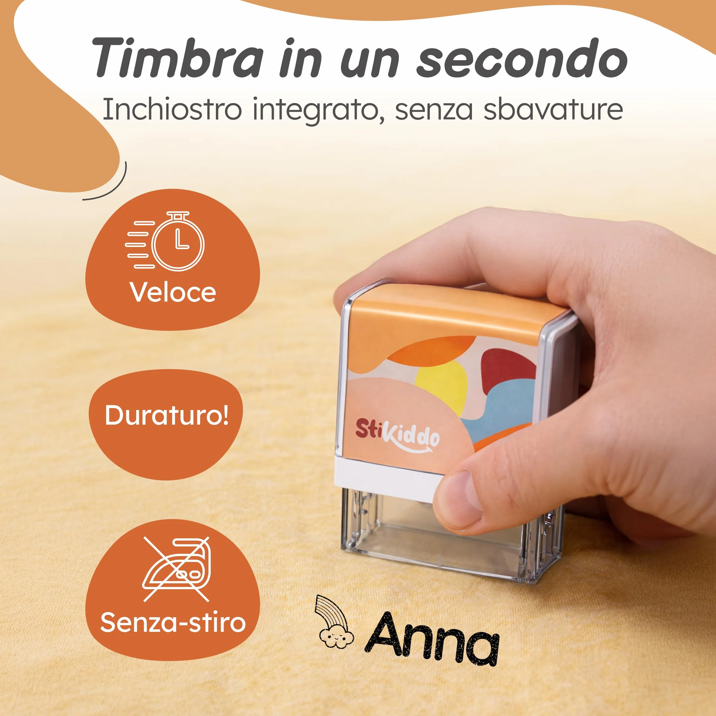 Timbro Personalizzato Per Bambini, Lavabile in Lavatrice per Abbigliamento e Oggetti