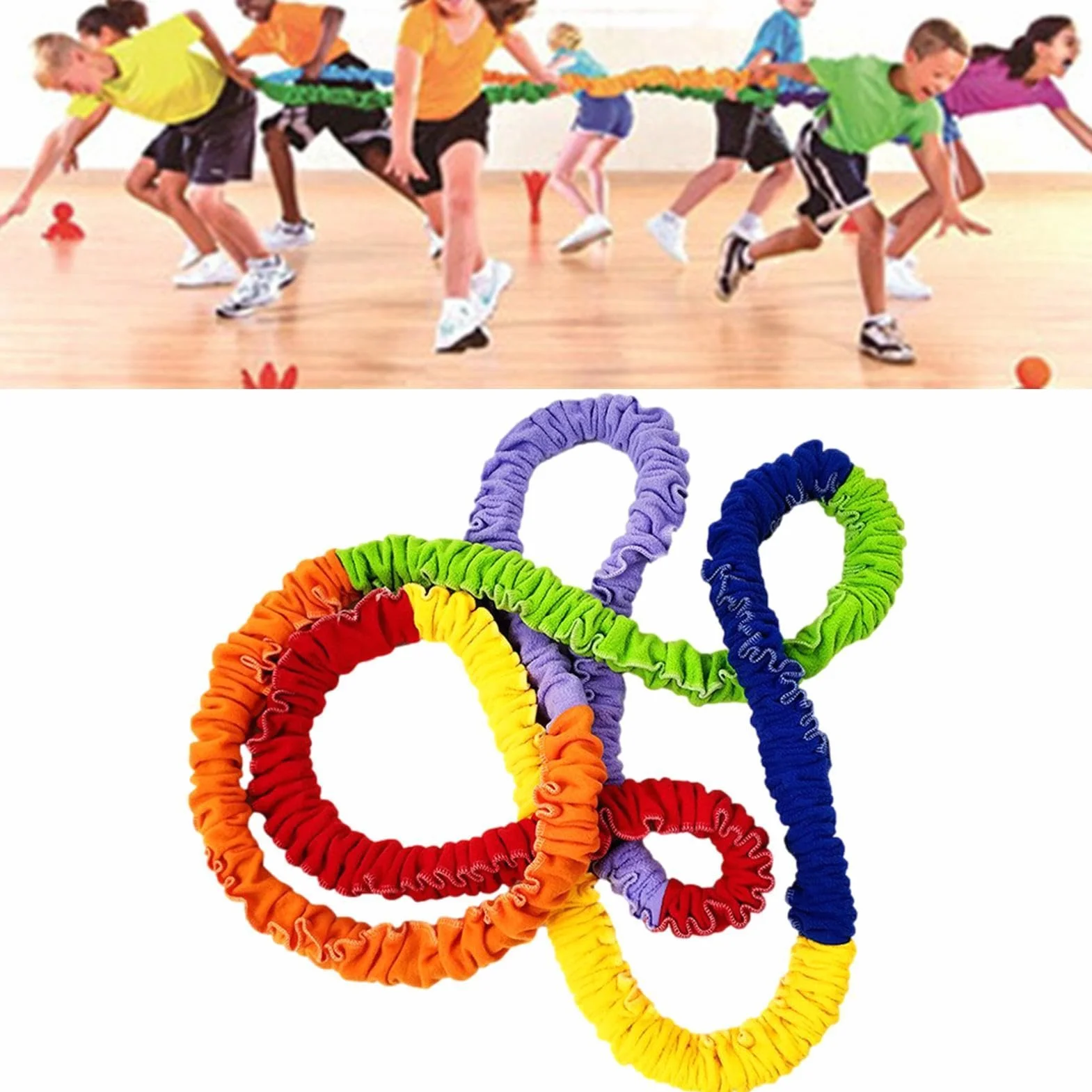 Corda da gioco all'aperto – Anello a fascia per bambini | flanella esterna con cordino elastico interno, strumento elastico cooperativo, corda da corsa , attrezzatura per attività