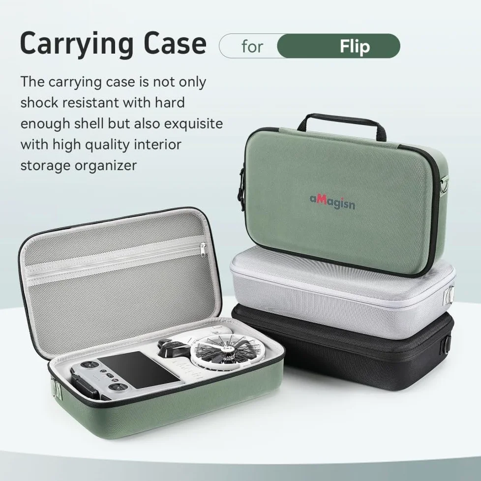 Custodia per DJI Flip, Borsa di Stoccaggio Portatile Custodia per Droni Accessori per RC2 RCN3 Telecomando, Batteria Droni, 34 x 21 x 7,5 Centimetri (Verde)