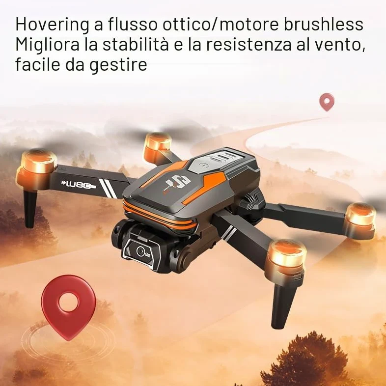 LU80 Drone con Telecomando a Schermo Integrato - Doppia Telecamera, Motore Brushless, Evitamento Ostacoli Intelligente, Stabilizzazione a Flusso Ottico (blue)