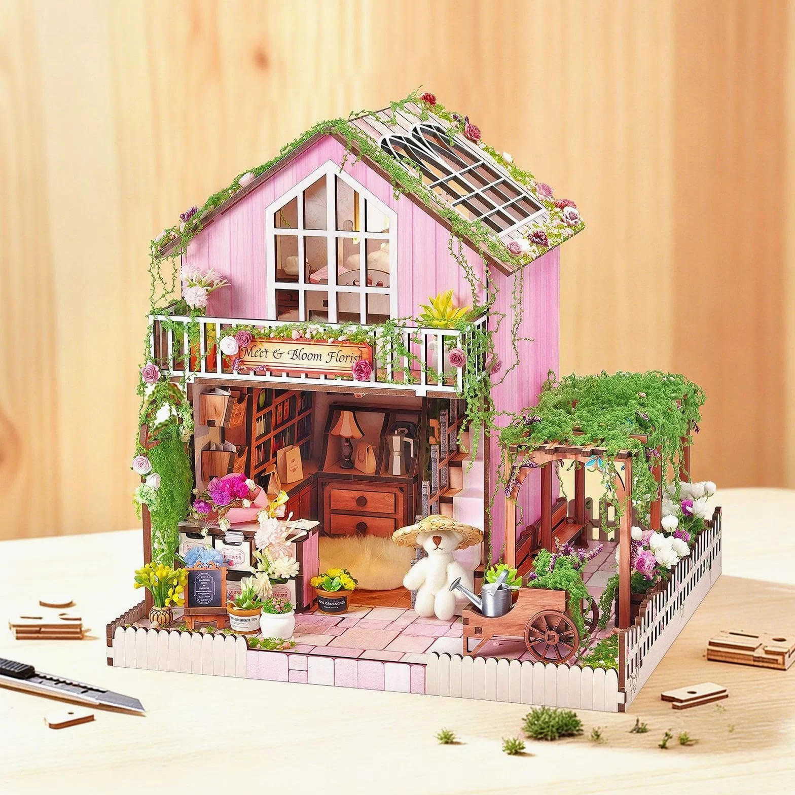Kit in Miniatura Fai da Te per Casa delle Bambole, con Mobili, Hobby Fai da Te, Lavori in Legno, Giocattoli, Decorazione da Scrivania, Mini