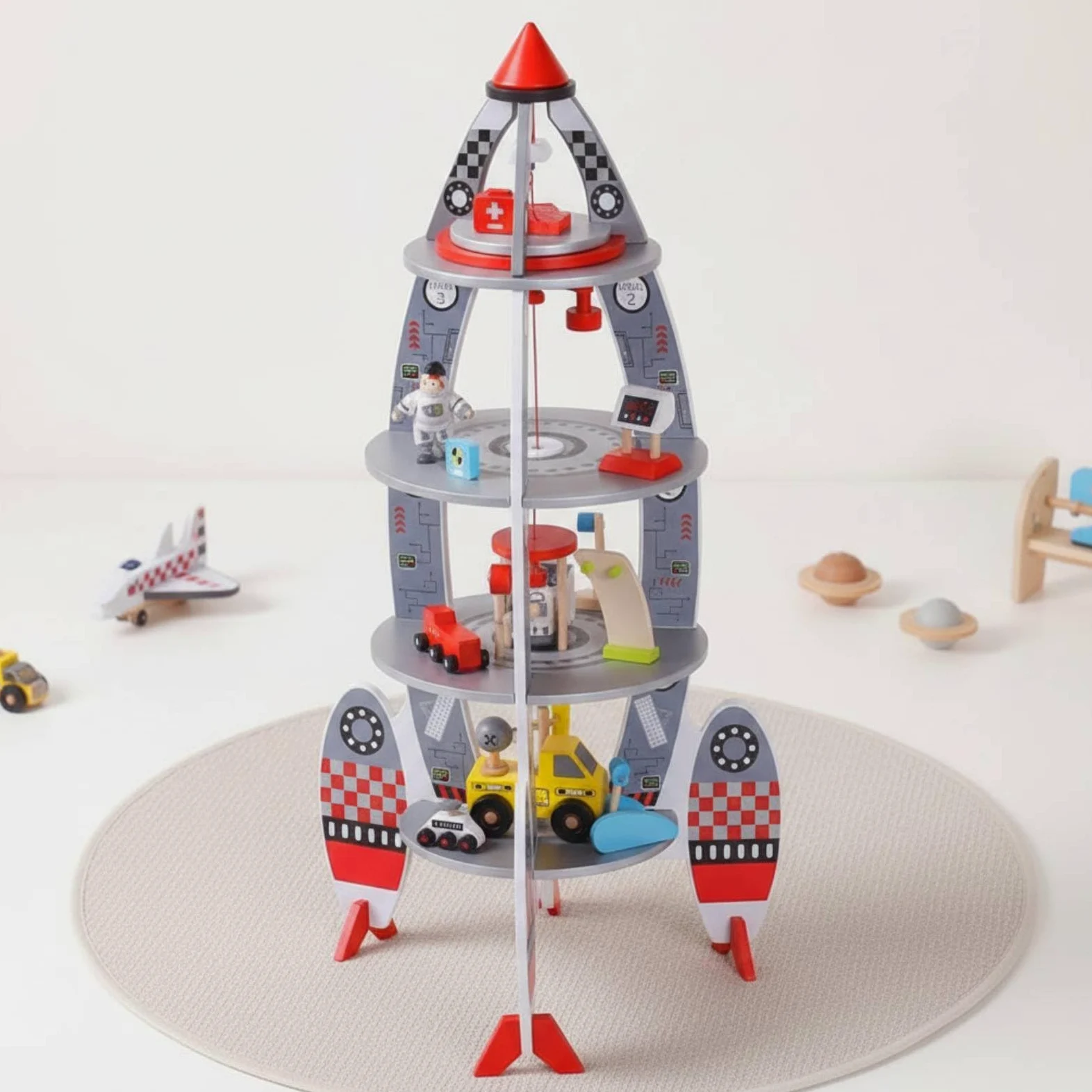 Modello Astronave Giocattolo Set Costruzione Razzo Navicella Spaziale Legno Educativo Manuale STEM con Pezzi Rimovibili Adatto per Gioco Bambini Laboratorio Scolastico Regalo Casa