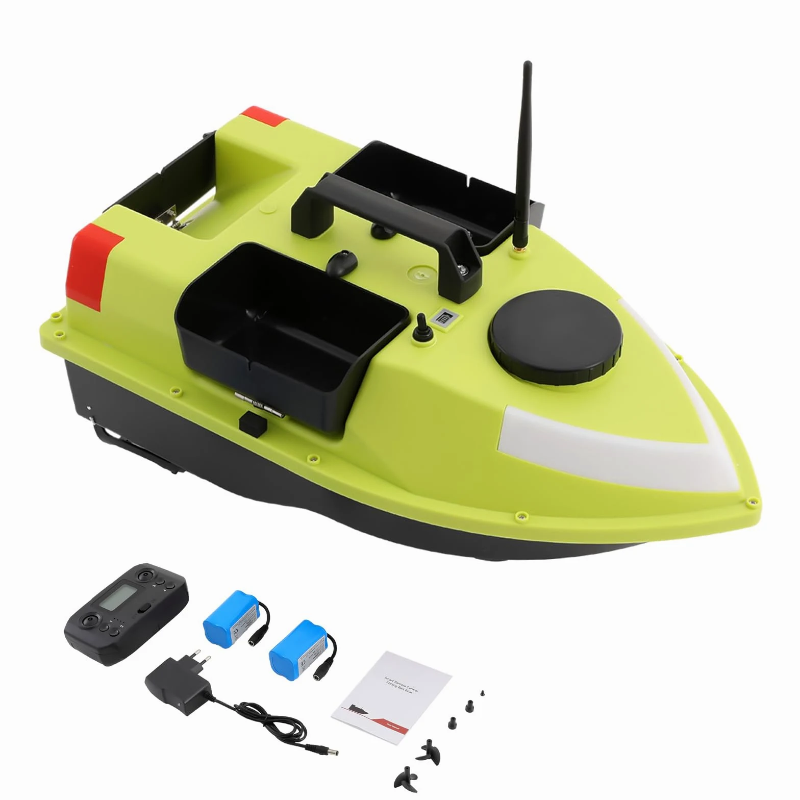 Intelligente RC Bait Boat, 600M Barca Radiocomandata da Pesca con GPS, Auto Reuturn, Wireless RC, 10000 rpm, 2x5200MA Batteria integrata, 99 Punti di Traina