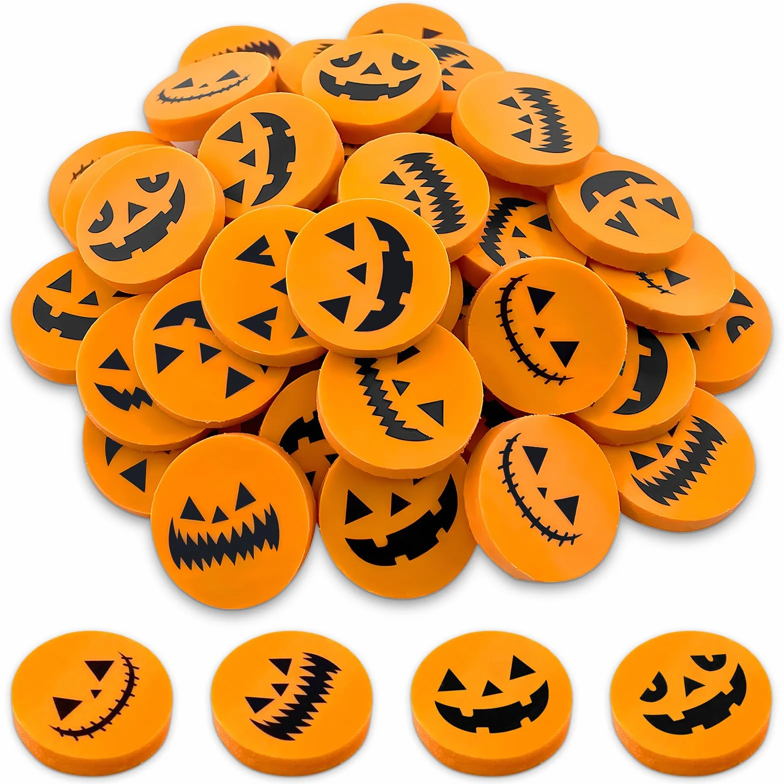 50PCS Mini Gomme da Cancellare per Halloween, Zucca a Forma di Zucca per Bambini, Feste di Halloween e Compleanno