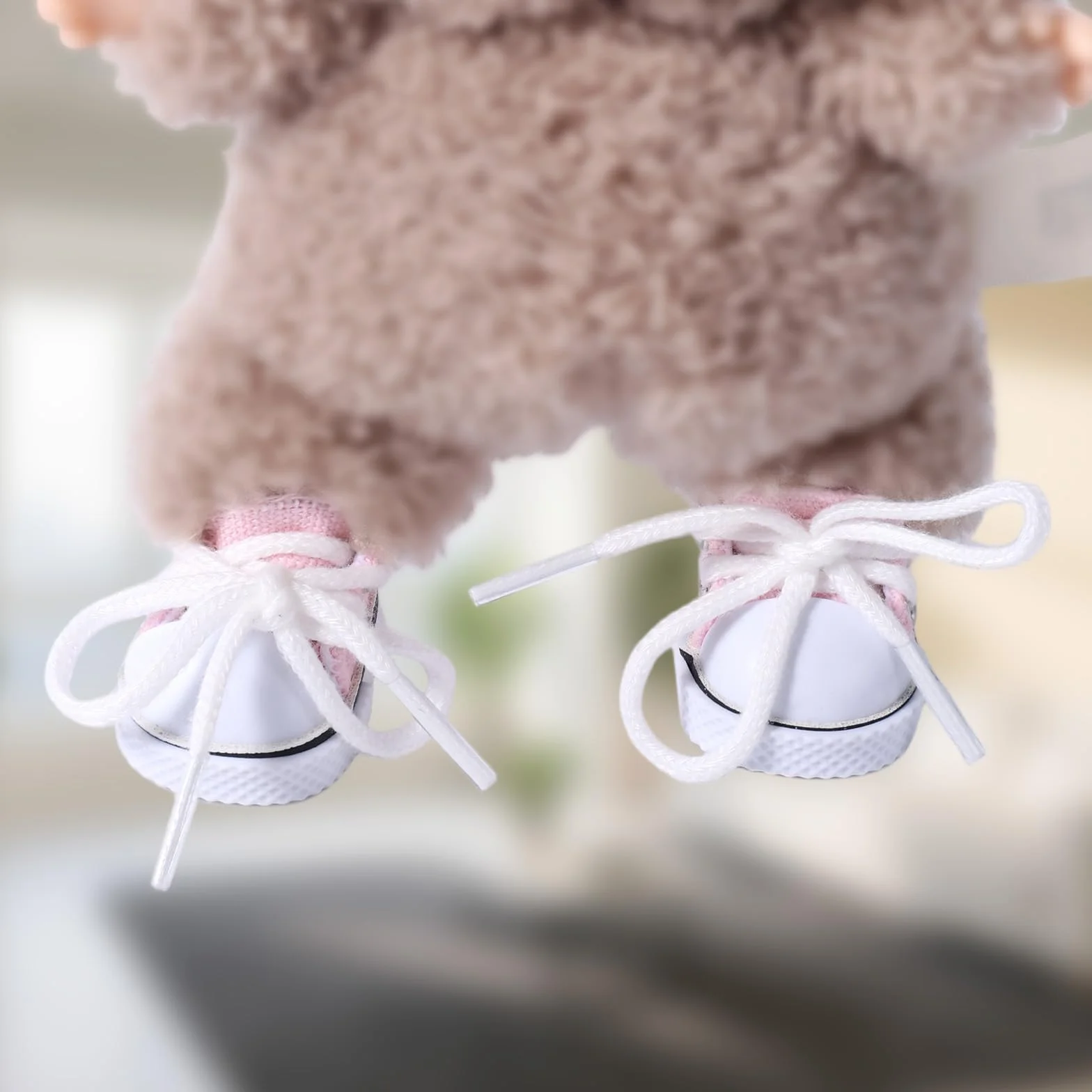 Mikovivi Scarpe di Tela per Bambole, Mini Scarpe Casual Kawaii Carine Accessori Vestiti di Giocattolo Peluche alla Moda per Bambole da 15 cm e 17 cm (Rosa)