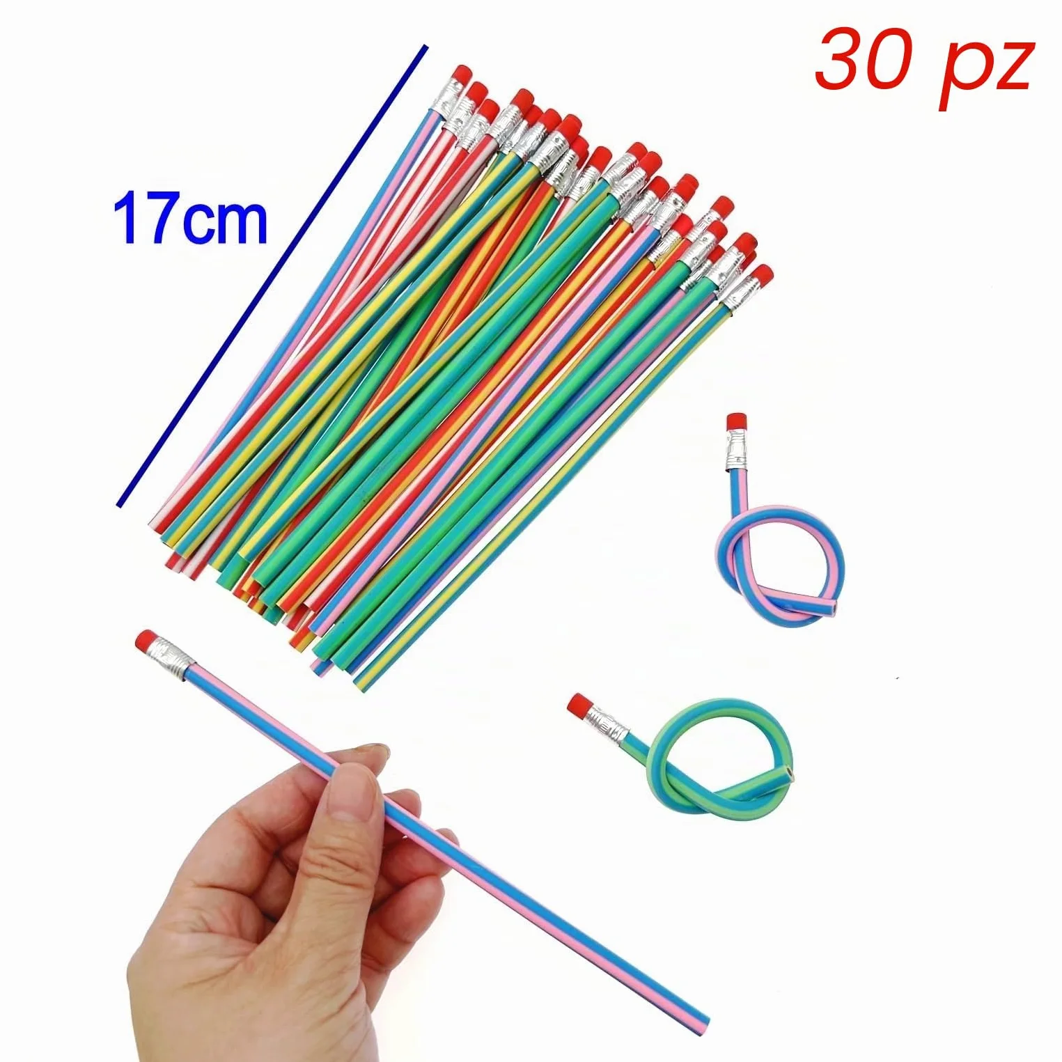 JZK Set di 60 matite e gomme, 30 matite morbide + 30 gomme emoji, set riempitivi per feste di compleanno, regali per bambini