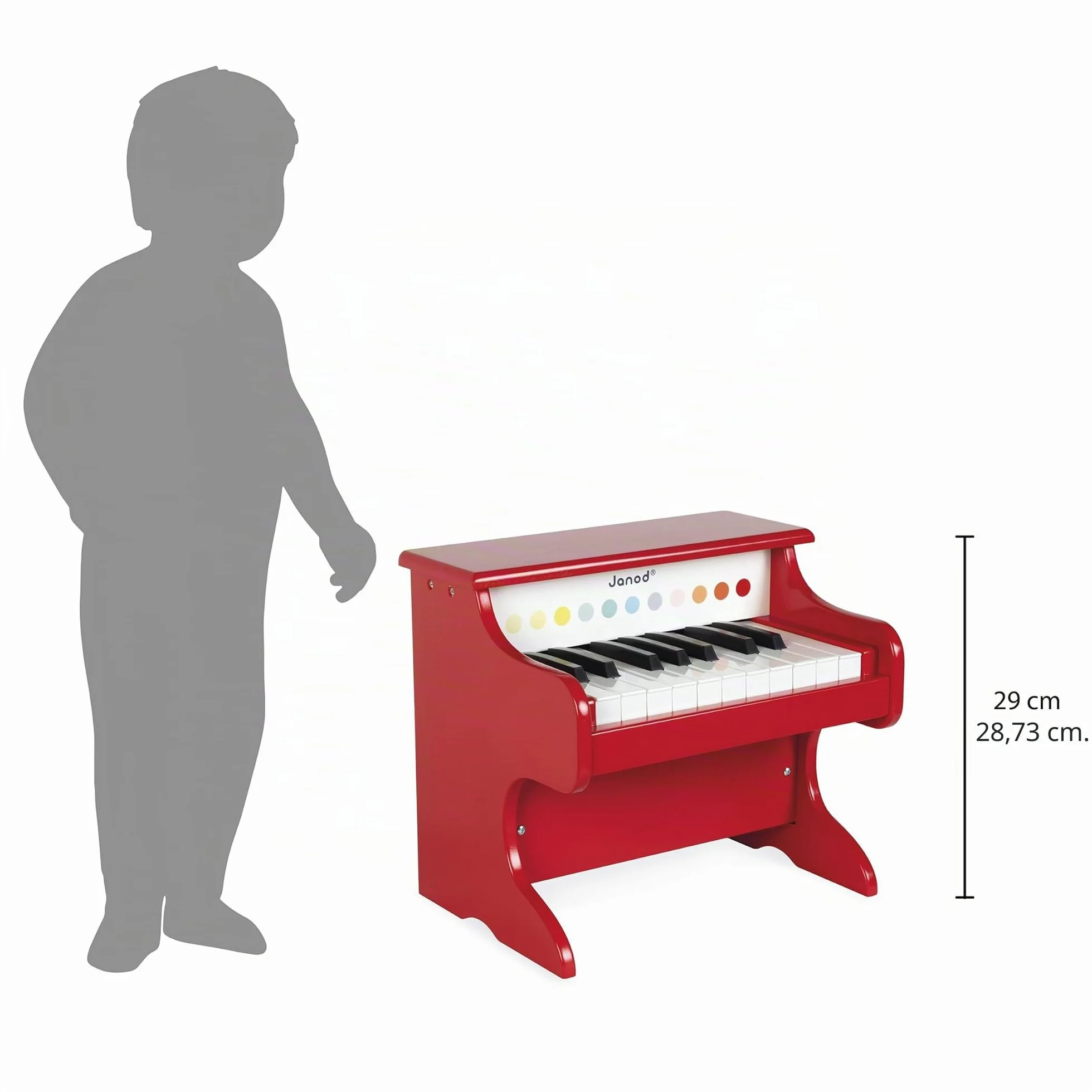 Janod - Il Mio Primo Pianoforte Elettronico Coriandoli (Legno), Strumento Musicale per Bambini, Giocattolo di Imitazione e Risveglio Musicale - da 3 Anni in su, J07618