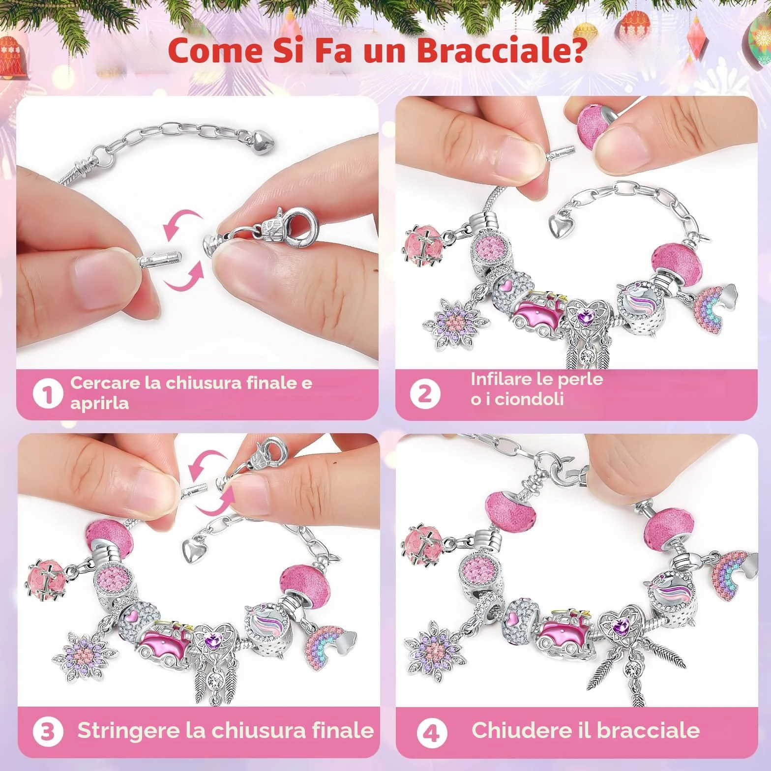 Calendario Avvento 2025 Gioielli, Calendario Dell'Avvento Kinder Diy Charms Kit per Bambina Bambini Donna, Calendario Avvento Bracciale Collane Gioielli Riempire Regali 5 6 7 8 9 10 11 12 Anni