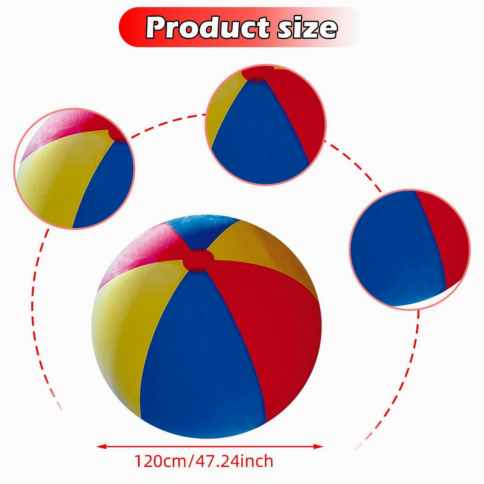 Pallone da Spiaggia Gonfiabile, Gioco da Giardino, Giocattolo Acquatico Estivo, Enorme, Pieghevole, Facile da Trasportare, Divertimento All'aperto, 120 cm