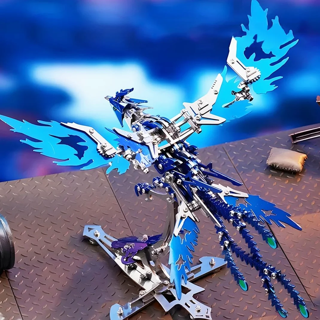 Kit di montaggio 3D in metallo Phoenix, kit di montaggio per modellini di fenice natalizia, kit di rompicapo per adulti, puzzle meccanico in metallo, 358 pezzi