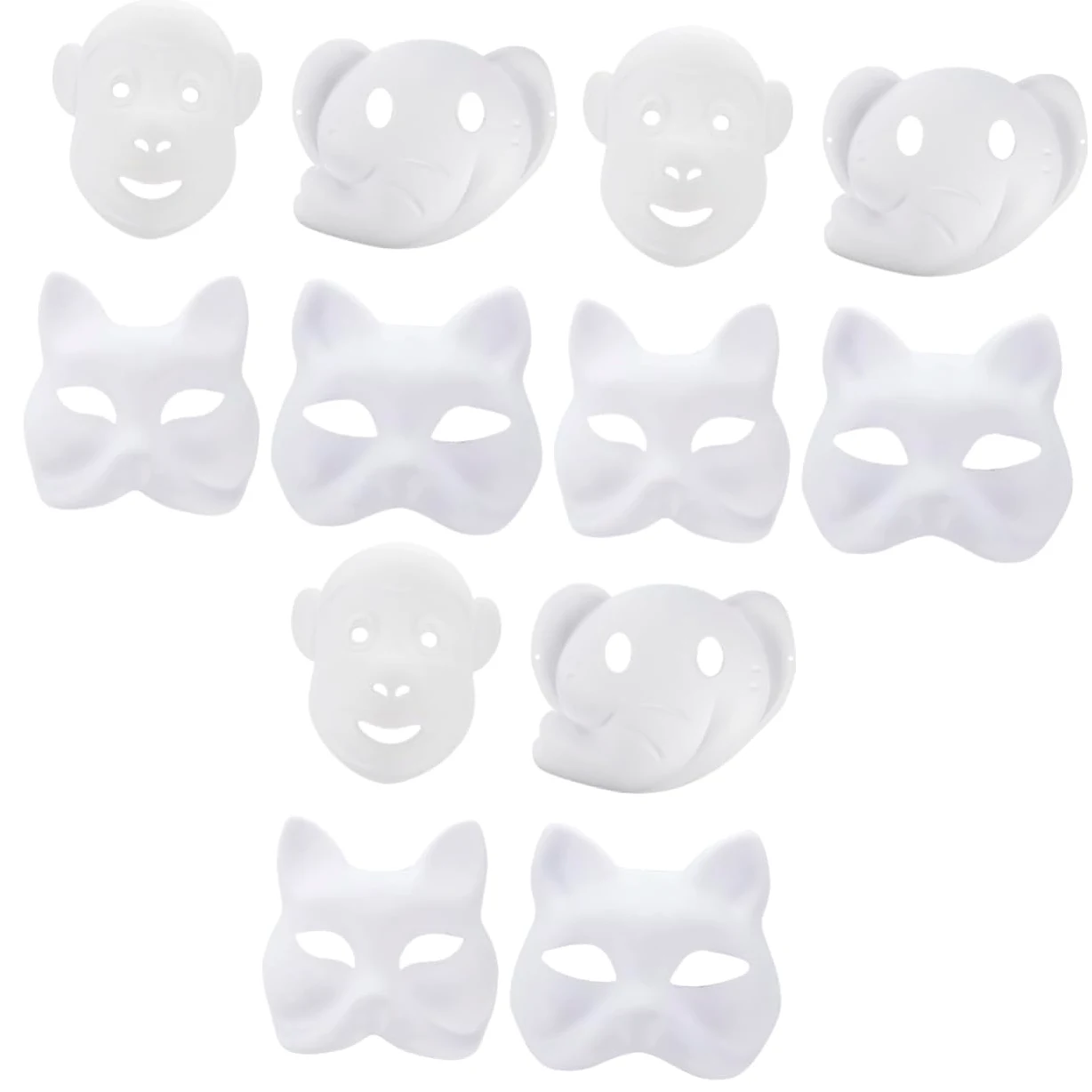 VALICLUD Maschera Vuota Costume Accessori Bianchi Maschere Cosplay Di Volpe Non Verniciato Maschere Fai Da Te Non Dipinte Maschera Veneziana Animale Fai Da Te Vuoto Carta Bianca