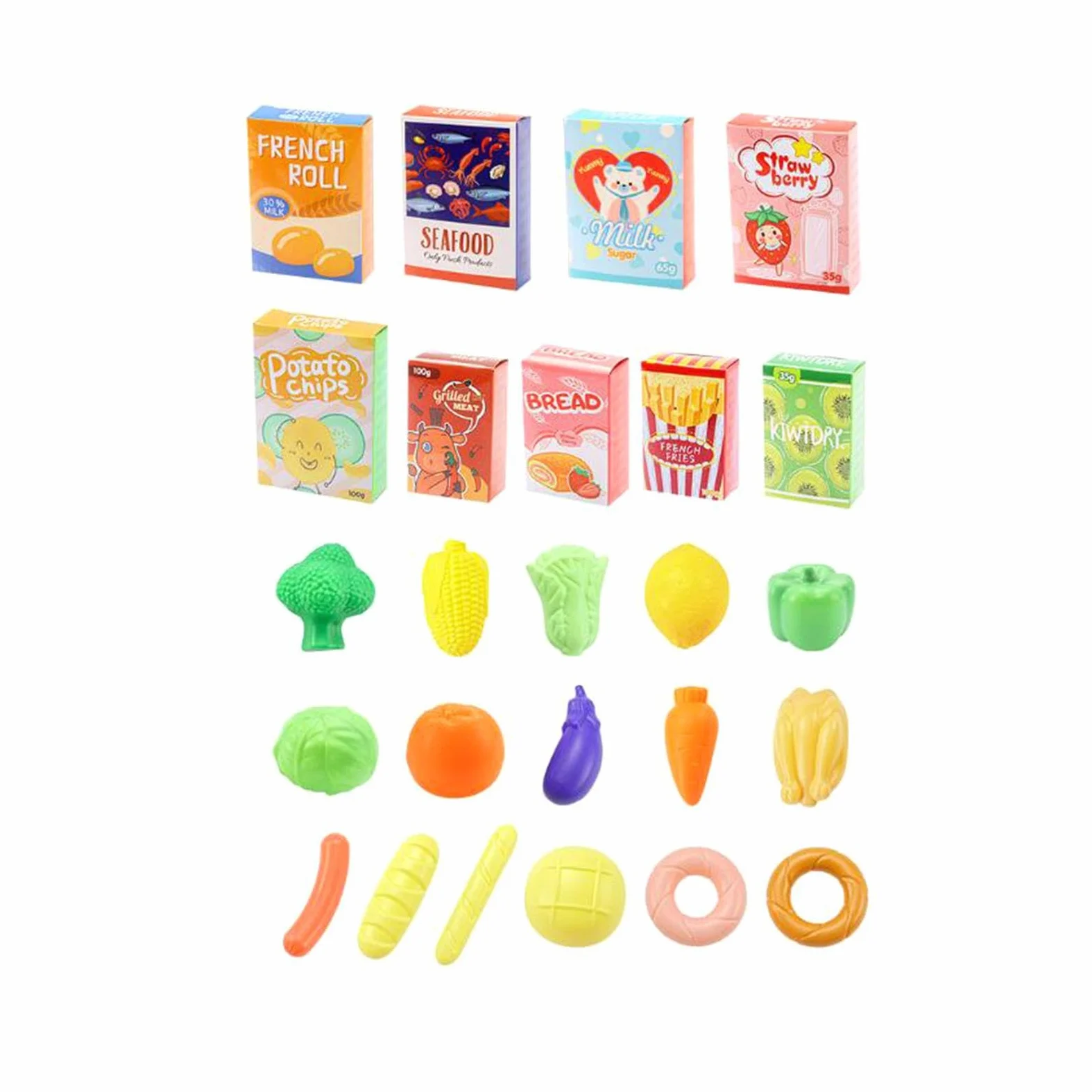 Set di Gioco con Carrello, Carrello della Spesa Giocattolo, Grande capacità con Accessori Alimentari, Mano da Supermercato Giocattolo per a, Blu