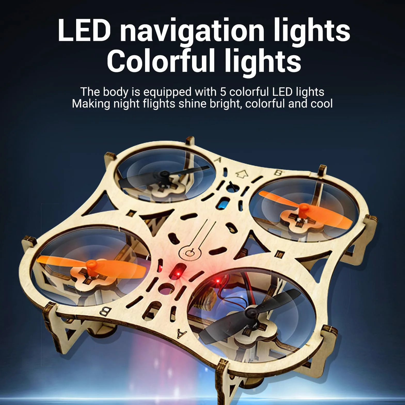 Asixxsix Kit drone in legno fai-da-te, quadricottero radiocomandato con decollo e atterraggio a un tasto e 3 livelli di velocità; come sussidio didattico per gare di aeromodellismo.