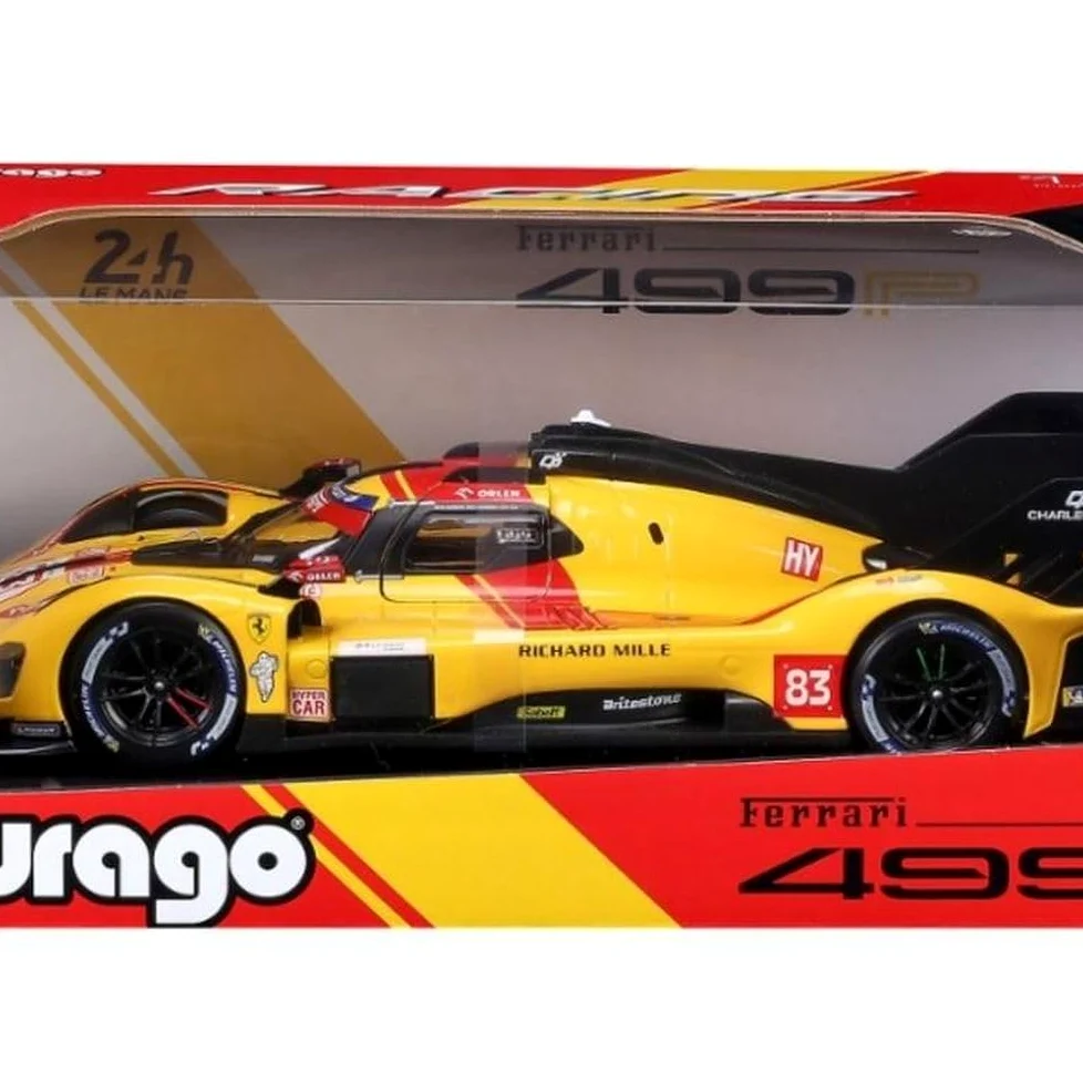 Bburago - Ferrari 499P 24H LMH Hypercar 2025#83, Auto Diecast, Scala 1:18 | Replica Dettagliata per Le Mans, Portiere Apribili, Licenza Ufficiale Ferrari, Pezzo da Collezione, Età Consigliata 14+ Anni