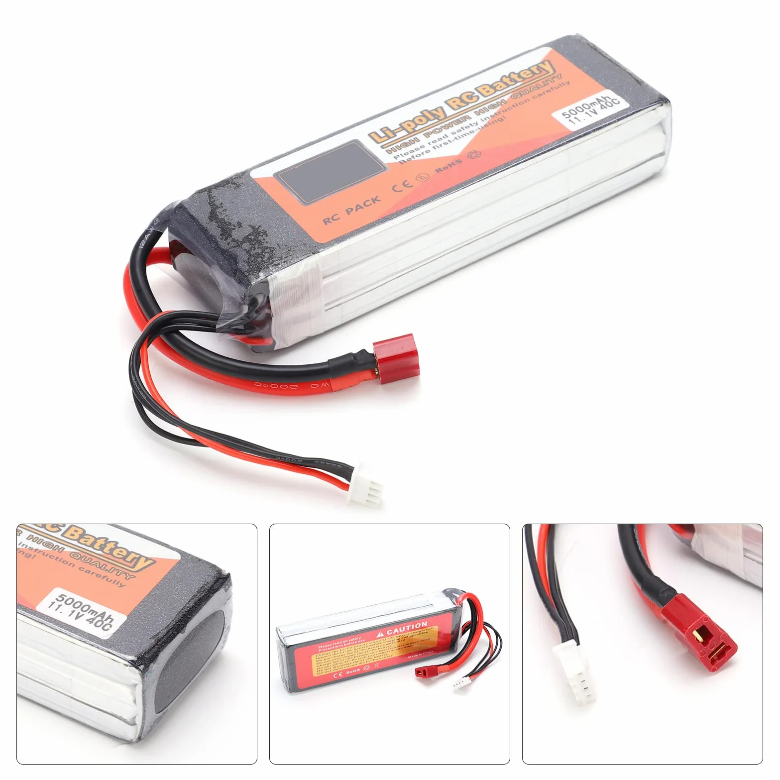 11,1 V 5000 mAh Batteria Lipo di alta qualità 3S 40C per droni RC Car Boat, batteria al litio di dimensioni 5,2 X 1,7 X ,0 pollici per telecomandi RC