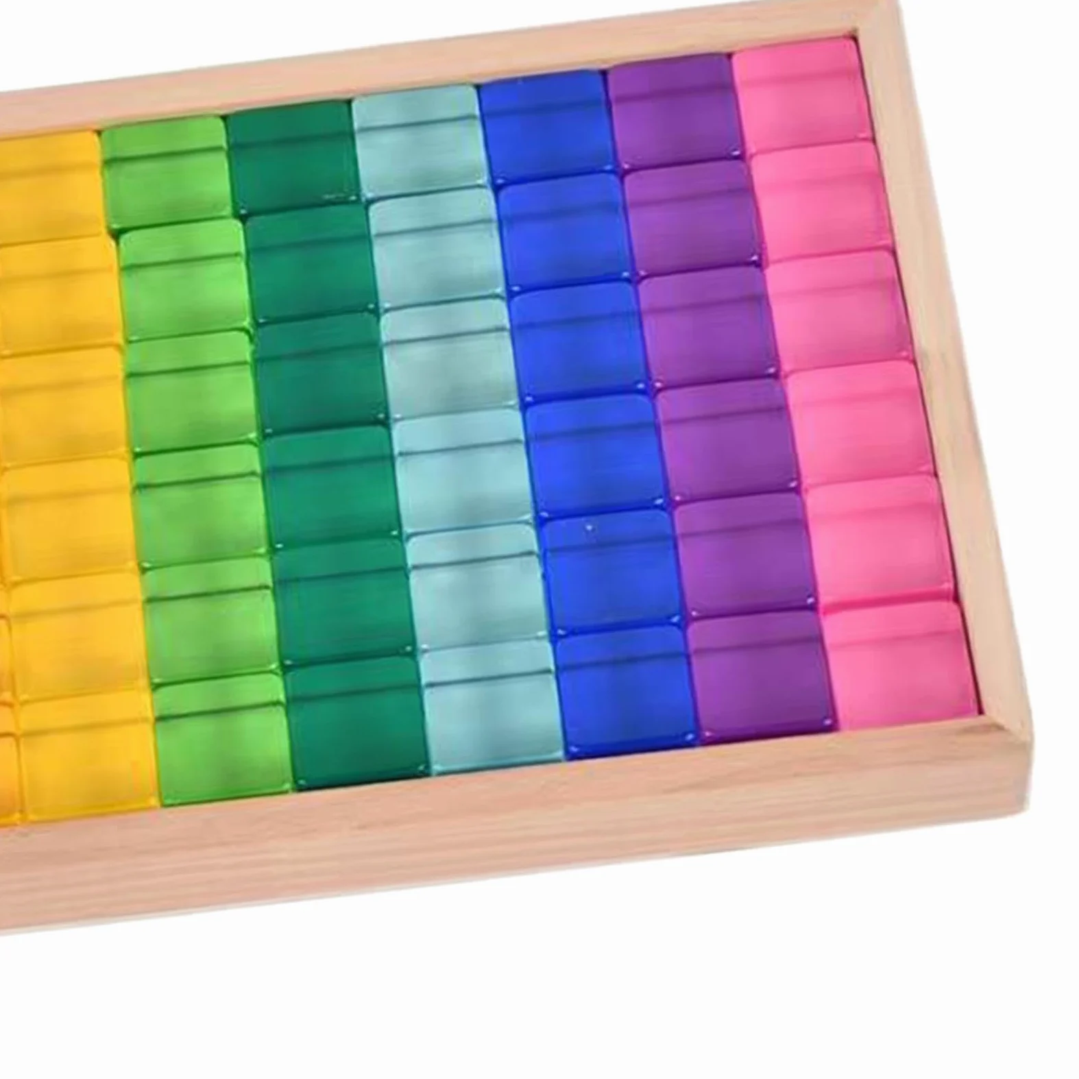 Set di Blocchi da Costruzione Arcobaleno, Giocattoli Didattici con Scatola di Legno, Giocattolo Impilabile, Cubi in Resina per Bambini Piccoli, Regalo