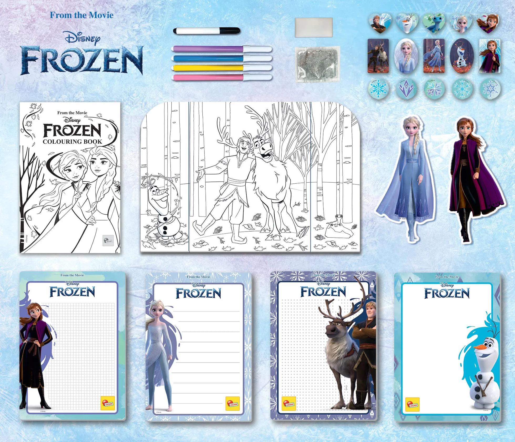 Liscianigiochi Frozen Coloring e Drawing School Zainetto Lavagnette Manuale Pennarelli Multicolore
