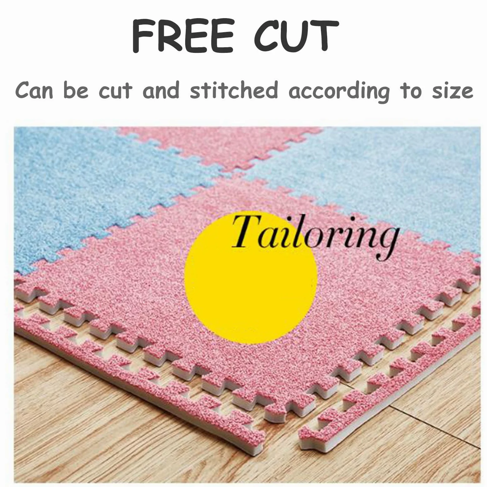 Splice Interlocking Carpet 9 Pezzi Tappetini Puzzle in Schiuma Corti, Tappeti in Piastrelle di Schiuma Interbloccanti Morbidi e Antiscivolo, Tappeti per Interni in Schium,Pink-One Size