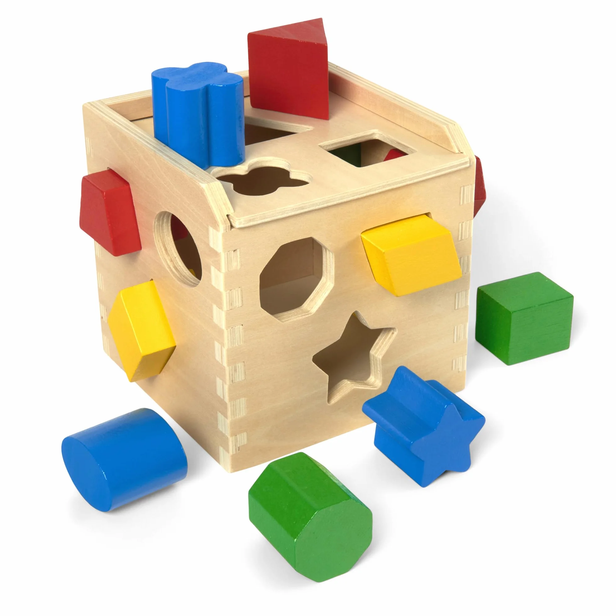 Melissa & Doug Cubo Incastri - Forme Geometriche in Legno, Giochi Educativi, Montessori, Regali per bambino e Bambina, +2 Anni
