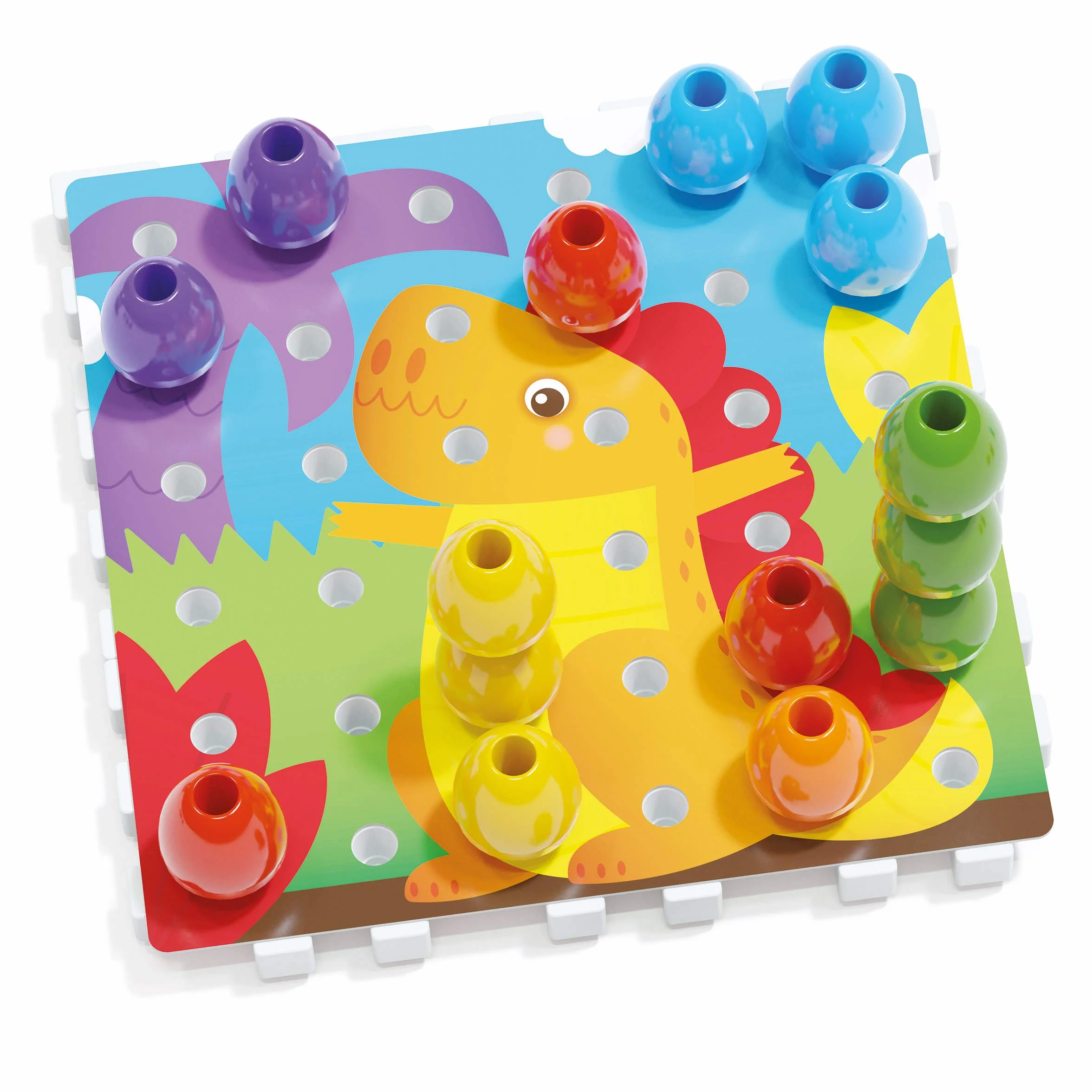Quercetti Jumbo Peggy Bio, Mosaico Bambini, Giochi Bambini 2 Anni fino ai 5 Anni, Chiodini per Bambini 3 Anni, Costruzioni per Bambini 3 Anni con 36 Chiodini, 9 Piastre e 4 Schede, Made in Italy