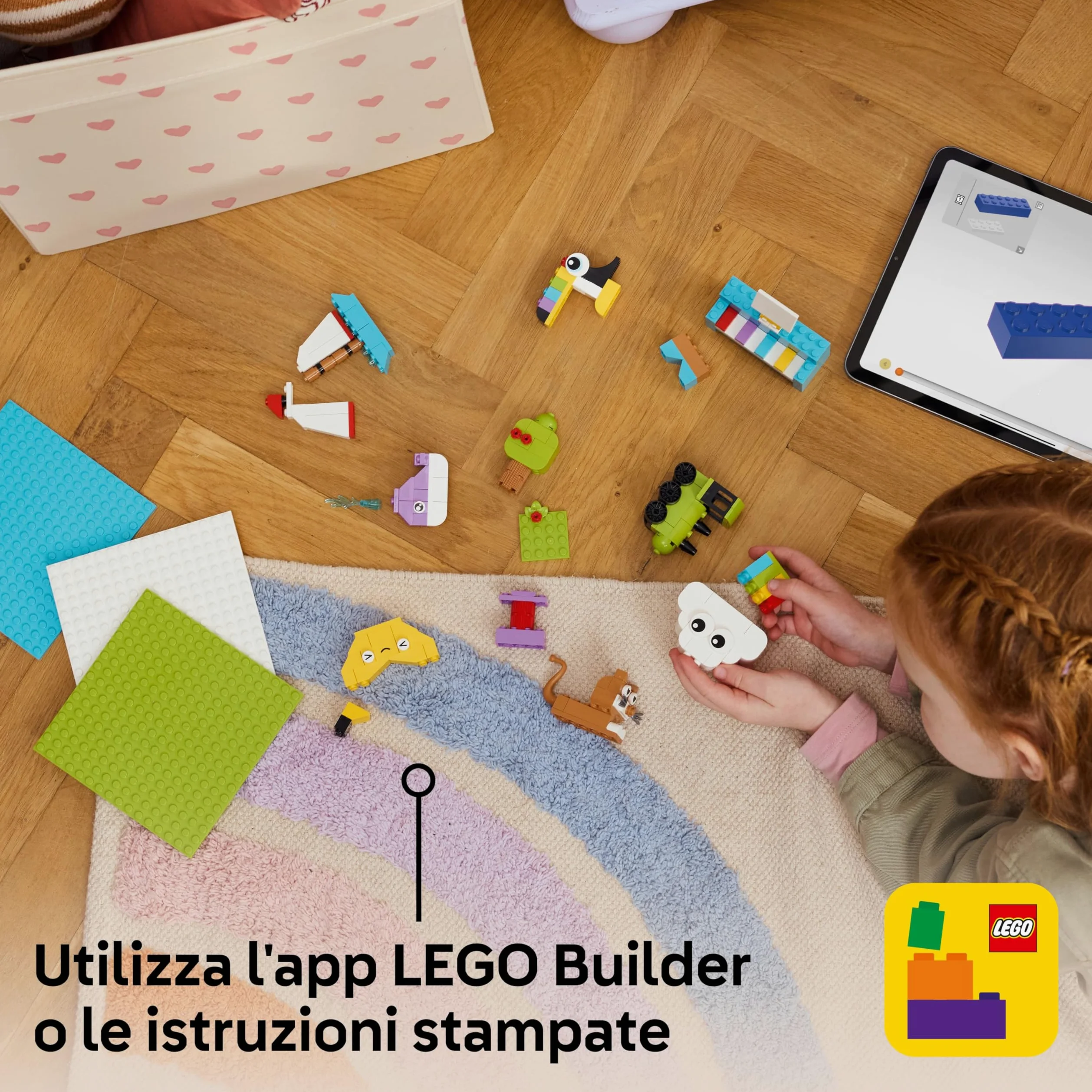 LEGO Classic Scatola Creativa Build-and-Play - Mattoncini Colorati per Costruire Casa, Cane Giocattolo, Camion dei Pompieri, Tastiera e Altro - Giochi Creativi per Bambini e Bambine da 5 Anni - 11044