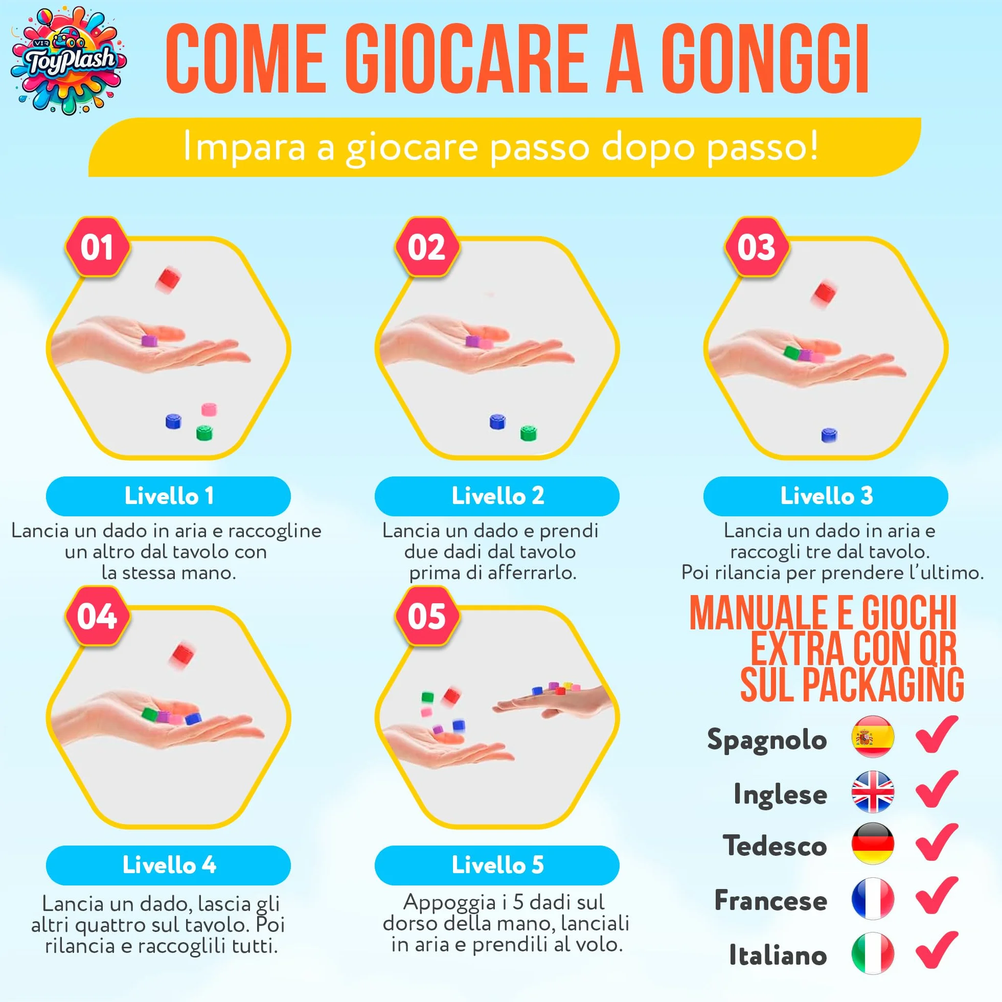 Set 5 Dadi Gioco Gonggi Korean Game - Gioco Gonggi Original - Gong-gi Game Tradizionale - Giochi Coreani Bambini e Adulti - Gongi Dadi Korean - Giochi Abilità (Astuccio)