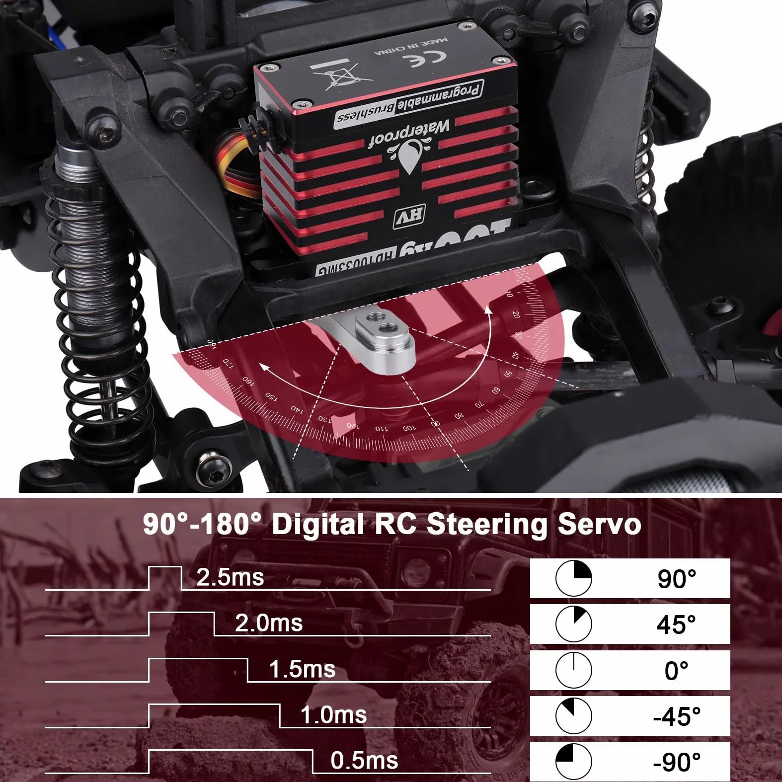 HobbyPark Servo impermeabile 16.8V Servo 16.8V Servo ad alta coppia Motore Brushless Motore Full Metal Gear RC Servo Programmabile per 1/8 1/10 RC Crawler Truck RC Auto Buggy Angolo di controllo