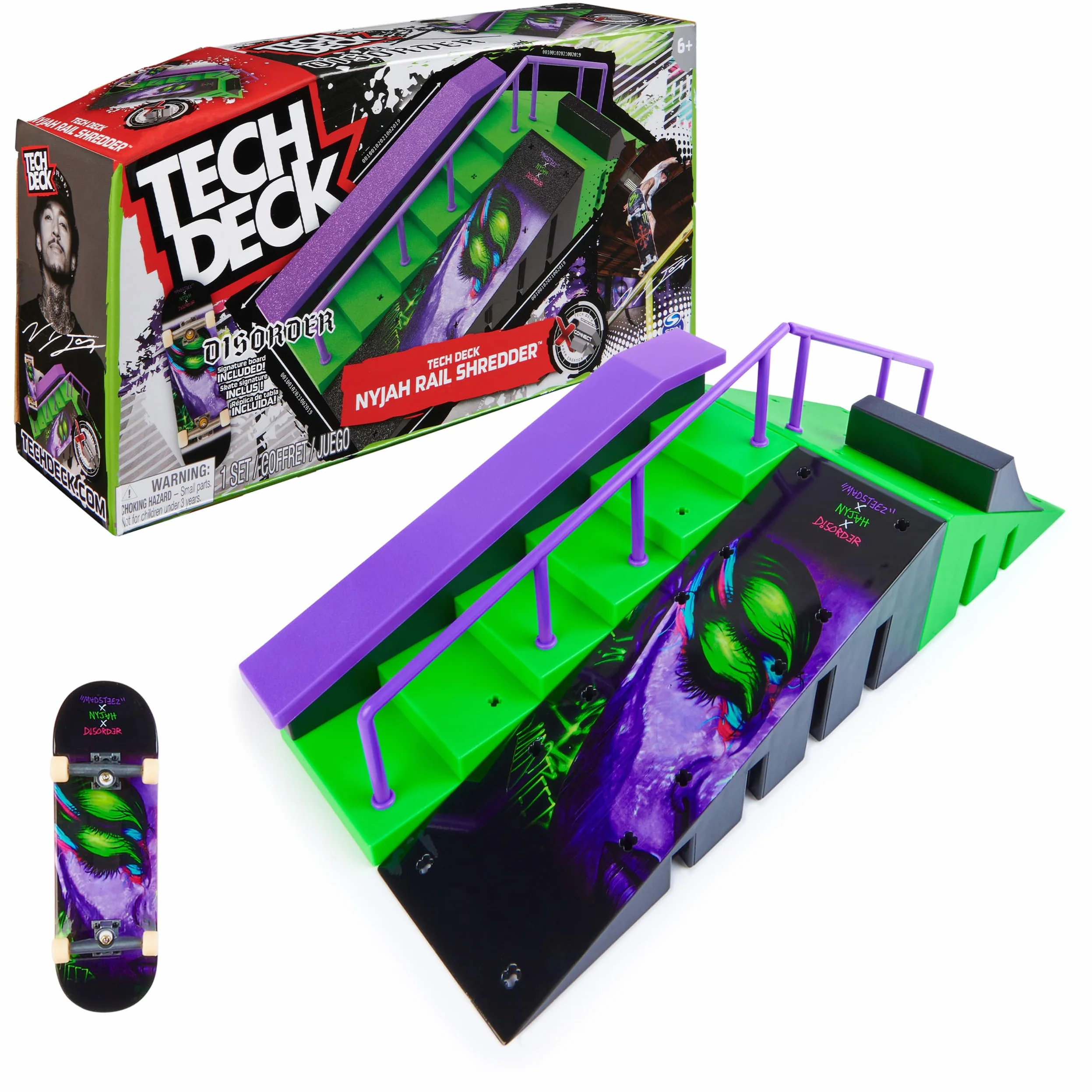 Tech Deck, Nyjah Rail Shredder Skatepark, X-Connect Park Creator, Set di Rampe Personalizzabile con Fingerboard Speciale, Giocattoli per Bambini da 6 Anni in su
