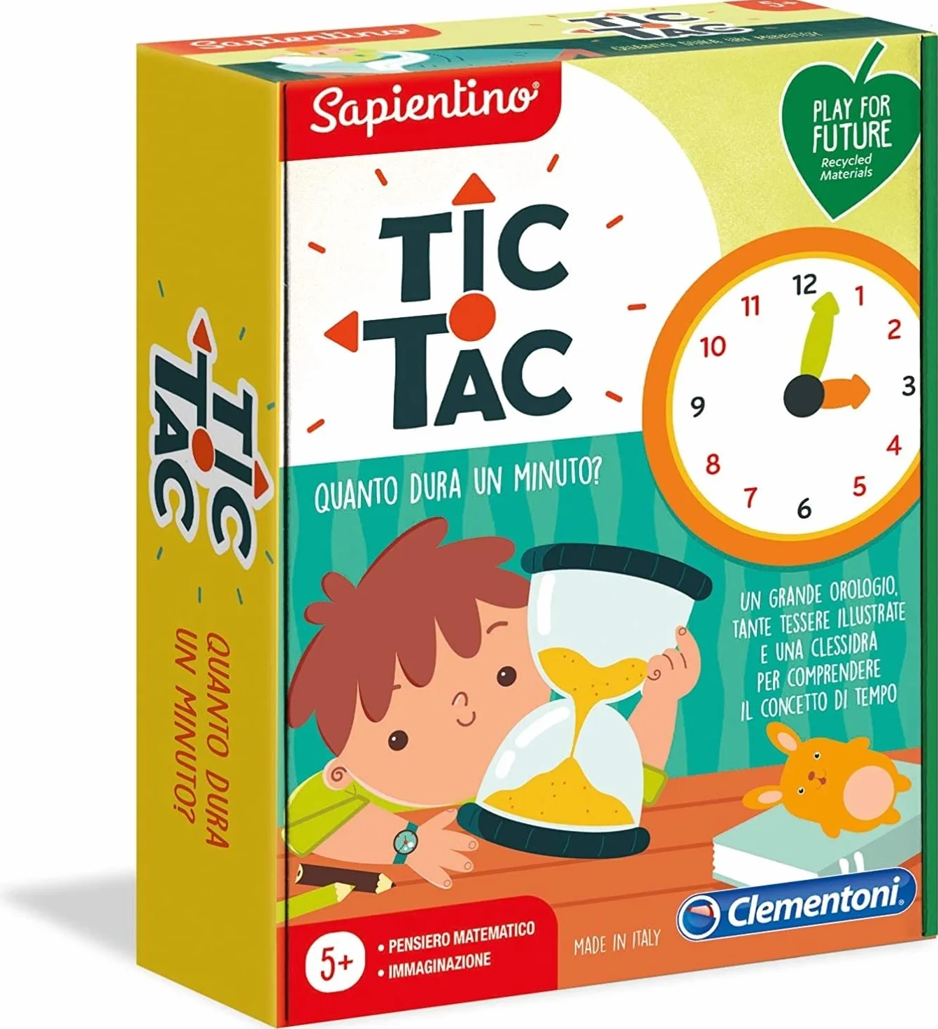 Clementoni - Sapientino L'Emozione di Imparare - Tic Tac Quanto Dura Un Minuto - Made in Italy - Play for Future, Orologio, Gioco educativo 5 Anni, 16244