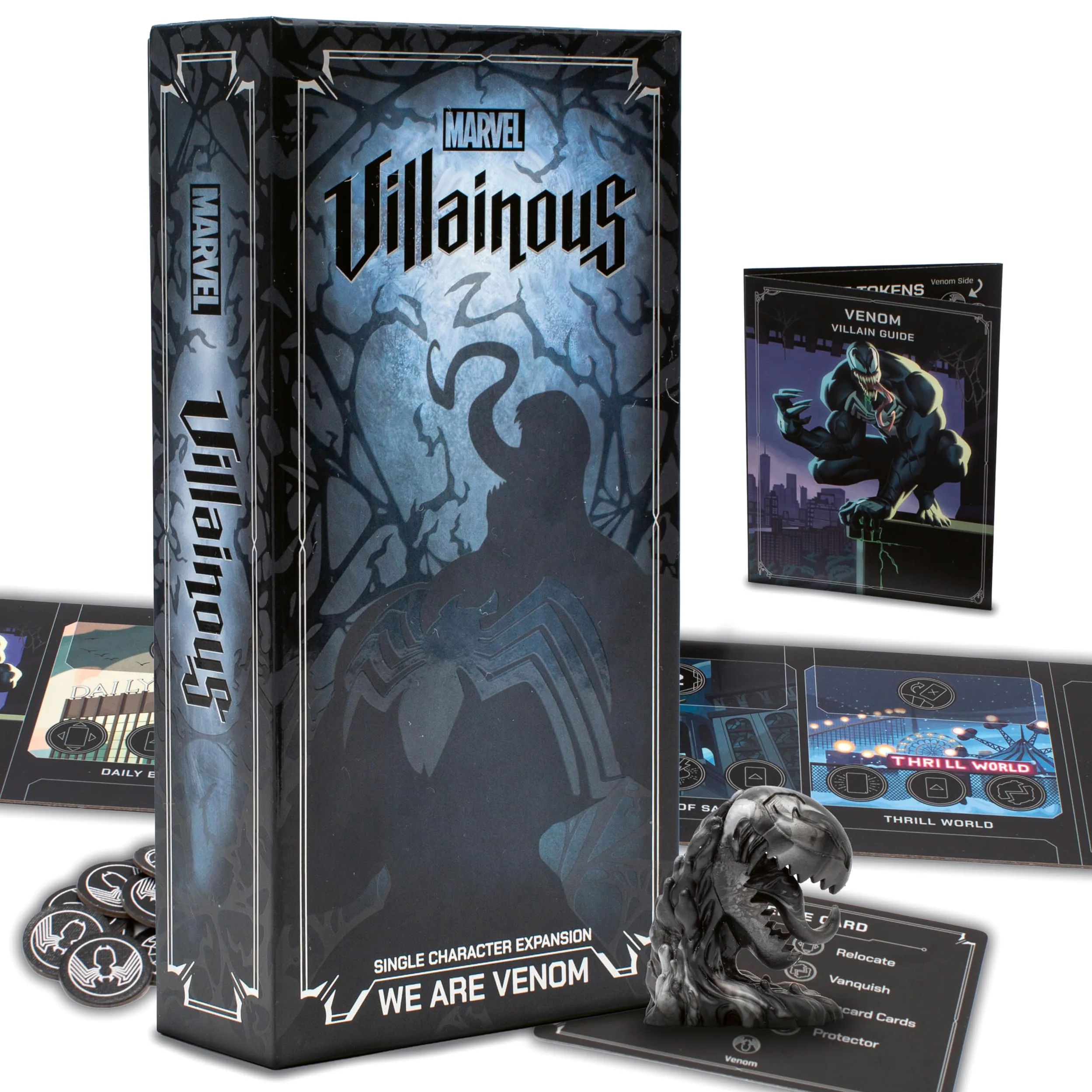 Marvel Villainous - We are Venom - Espansione del gioco da tavolo strategico a personaggio singolo - Gioca nei panni di Venom, l'iconico simbiote e sconfiggi Spider-Man, gatto nero e altri eroi - Età