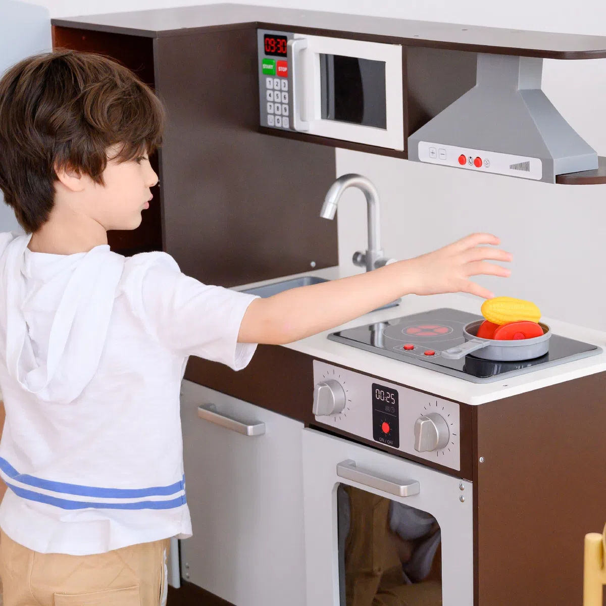 Teamson Kids Munich Cucina per Bambini in Legno e scrittoio con Le batterie Grigio TD-13411A