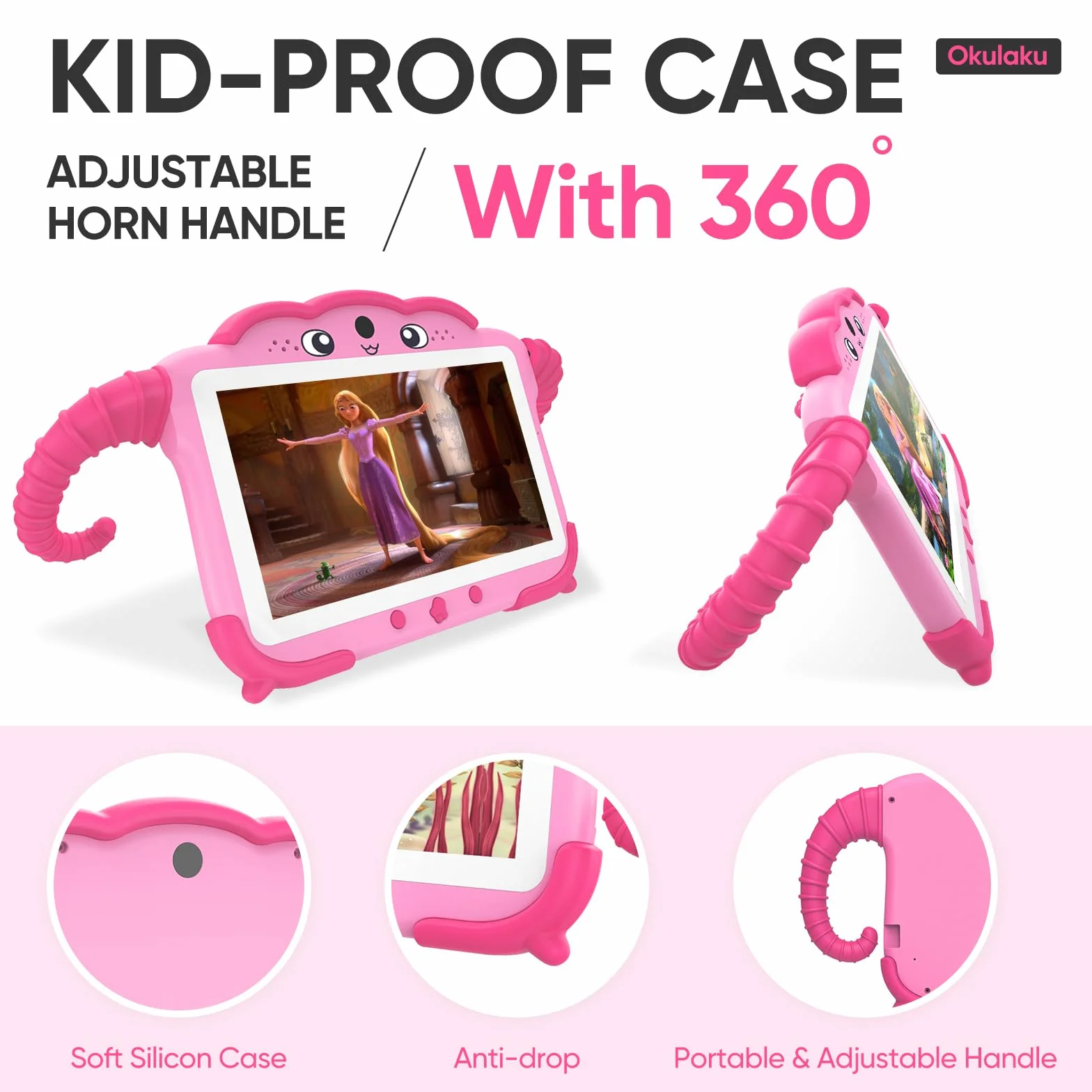 Tablet Android da 7 Pollici per Bambini 3-14 Anni - 32 GB con Custodia, Sicurezza, GMS Certified, WiFi, Bluetooth, Google Play Store - per Ragazze e Ragazzi