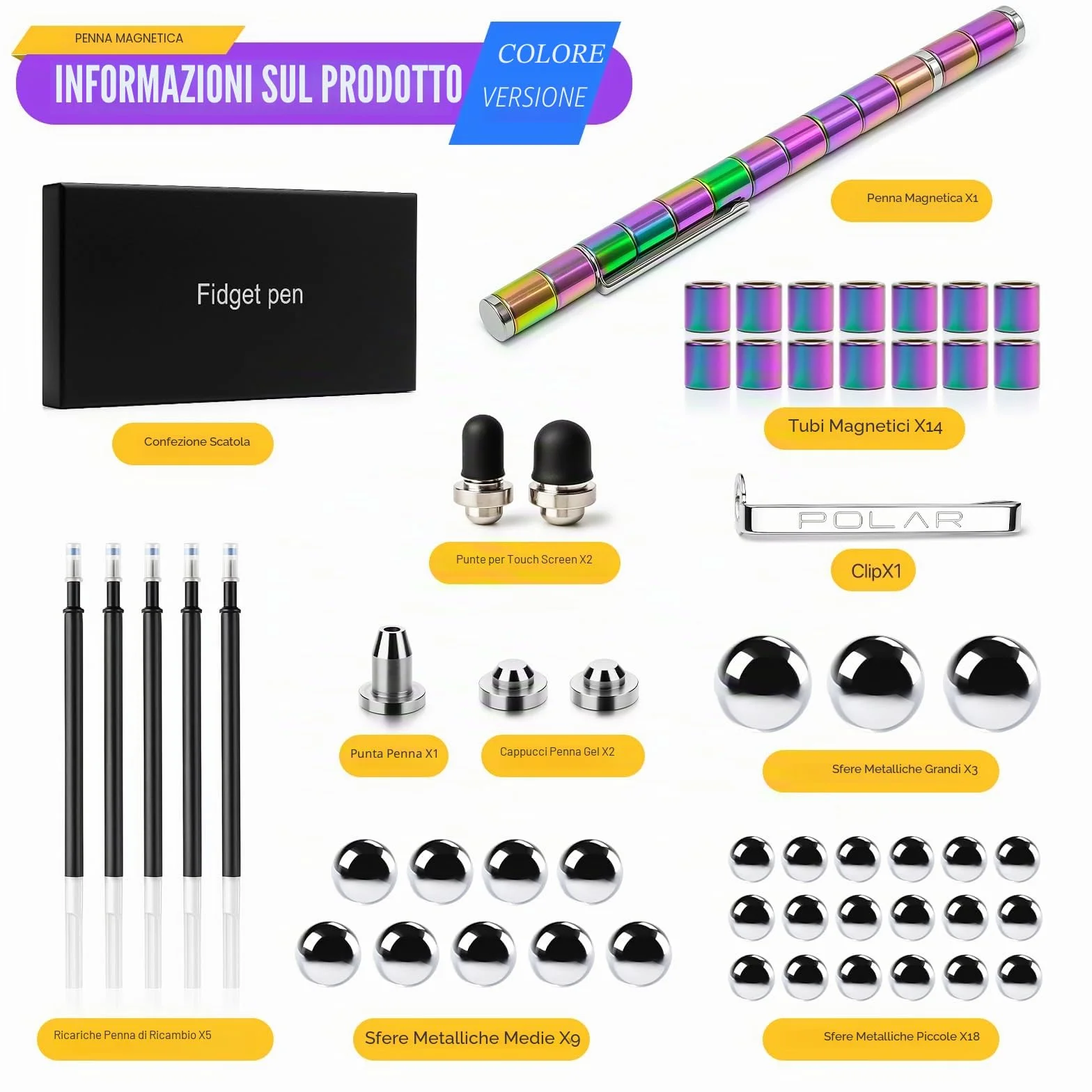 RoserRose Penna Magnetica, Fidget Pen, Pregalo Uomo Compleanno, Regalo Anniversario per Lui, Decompressione Multifunzionale per Scrittura, Regalo Creativo per Uomo, Donna & Adolescenti