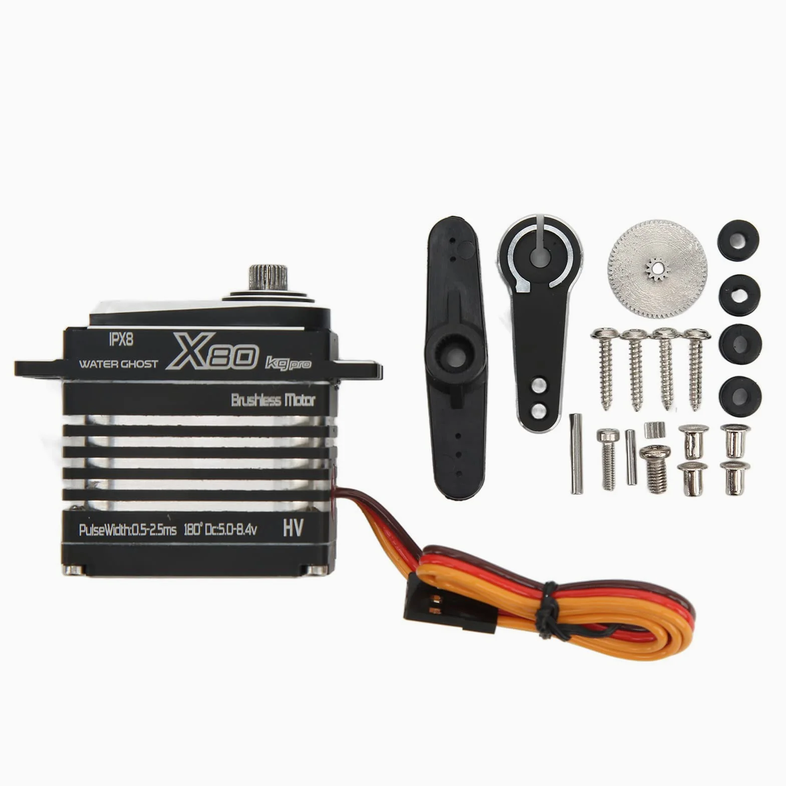 Servo Motore Brushless Resistente All'acqua, Alto Torque 80Kg Servo Digitale per Auto Barca RC 1/8 1/10