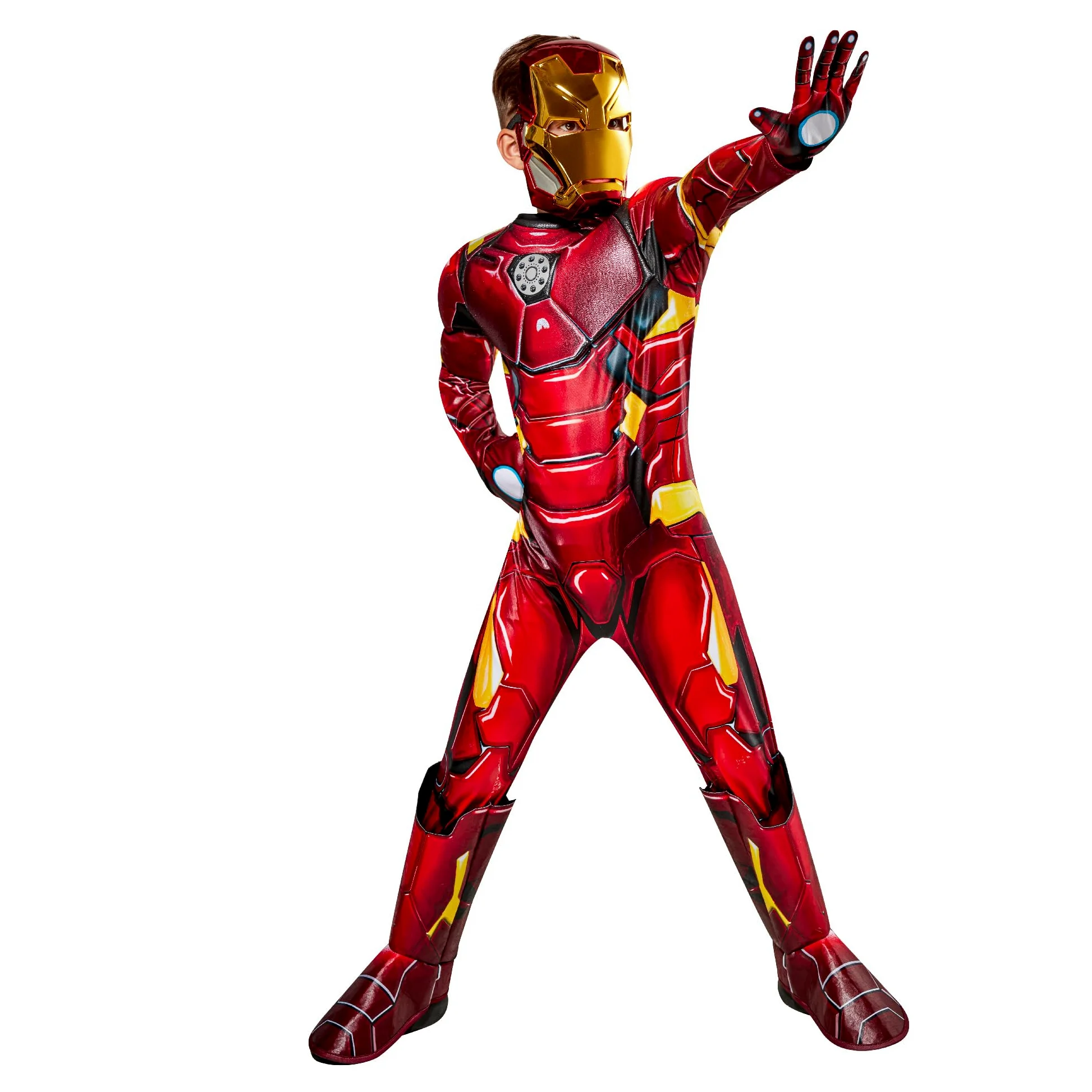 Rubies Iron Man Premium Costume per ragazzi e ragazze, Jumpsuit con armatura 3D e reattore, copristivali, maschera e guanti, ufficiale Marvel per Carnevale, Halloween, Compleanno, Natale