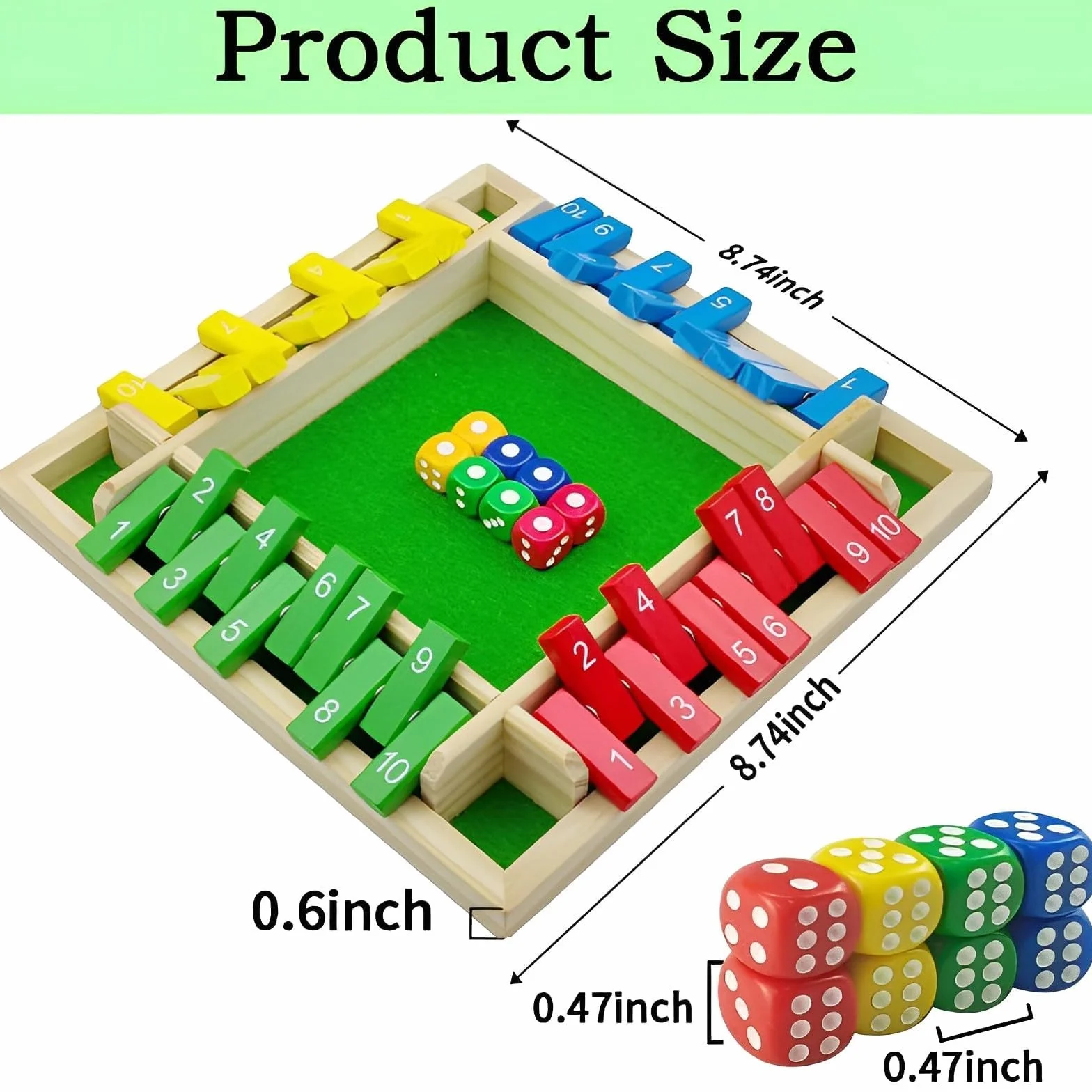 Shut the box 2-4 giocatori giochi da tavolo, gioco da tavolo in legno con 8 dadi, gioco dei dadi in scatola, giochi di matematica,per bambini adulti,classe familiare o bar