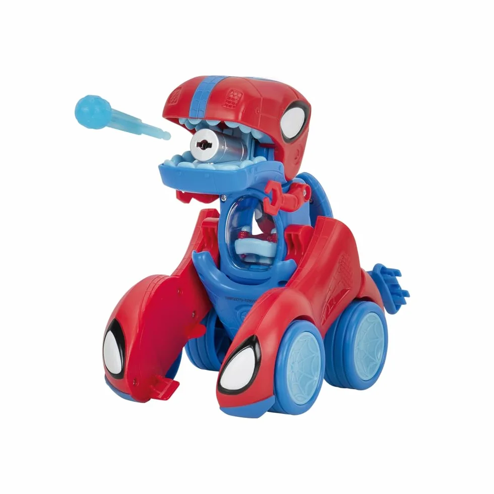 SPIDEY AND HIS AMAZING FRIENDS Marvel Spidey-Rex Racer - Veicolo da 20,3 cm con suoni che si trasformano da veicolo a dinosauro