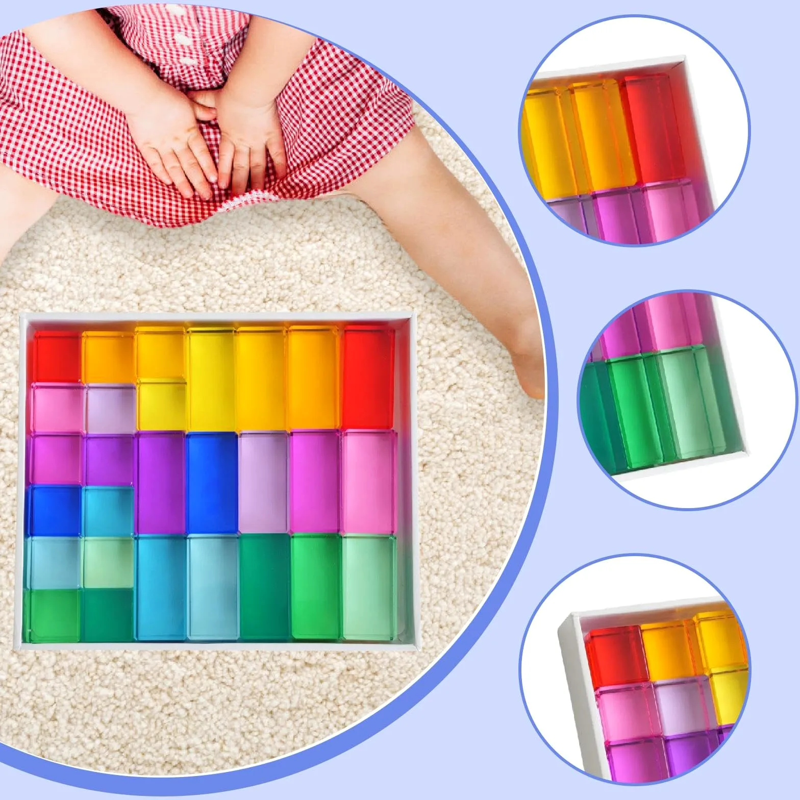 Blocchi da Costruzione Arcobaleno, Gioco di Impilamento, Cubi Acrilici Lisci Ed Educativi per Il Lavoro di, Regalo di Compleanno per Bambini E