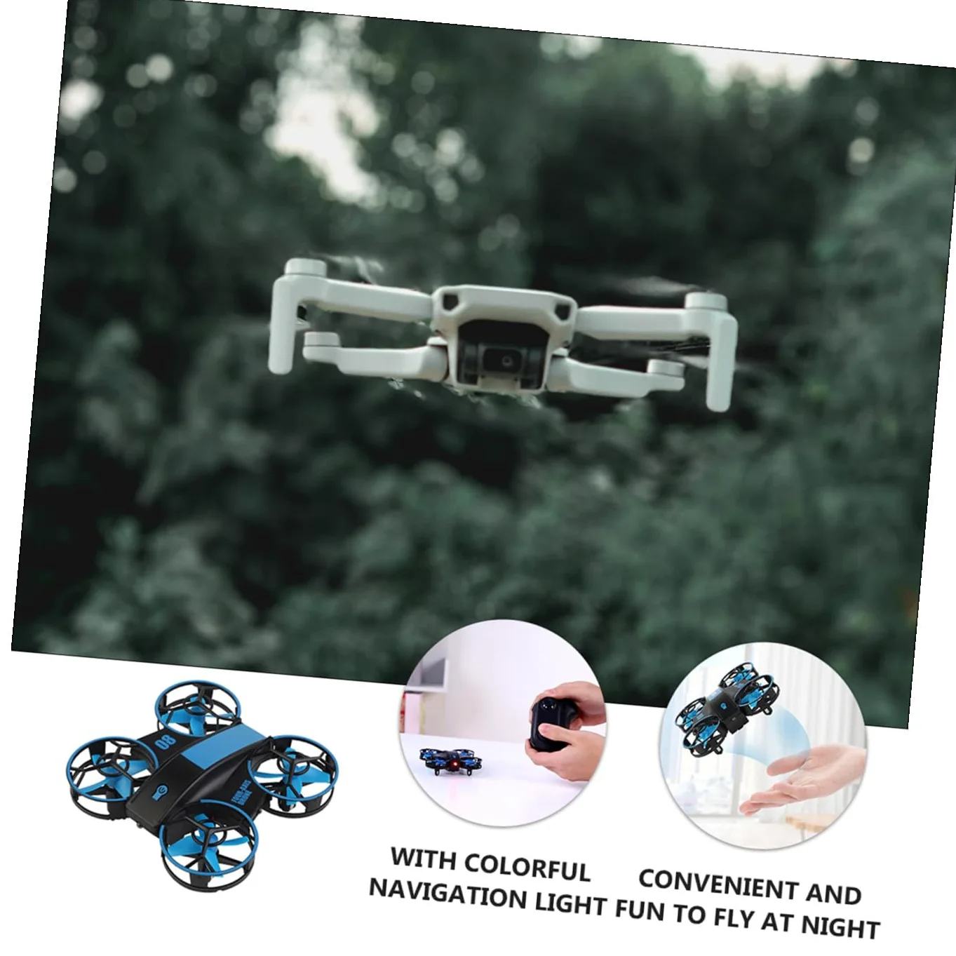 HEMOTON Elicottero Rc Quadricottero Led Portatile Decollo e Atterraggio Facile Acrobatico Rotazione Gradi Marce Regolabili Media Bassa Drone Rc Colorata
