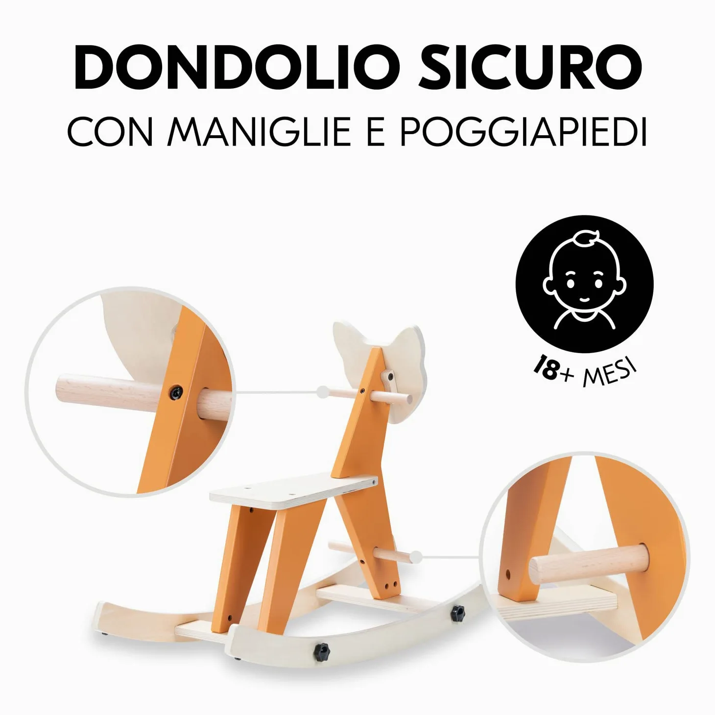 hauck Rock N Swing Cavallo a Dondolo per Bambini - Cavalcabile Bambino in Legno (Certificato FSC®), Dai 18 Mesi - Base Basculante Reversibile - Volpe