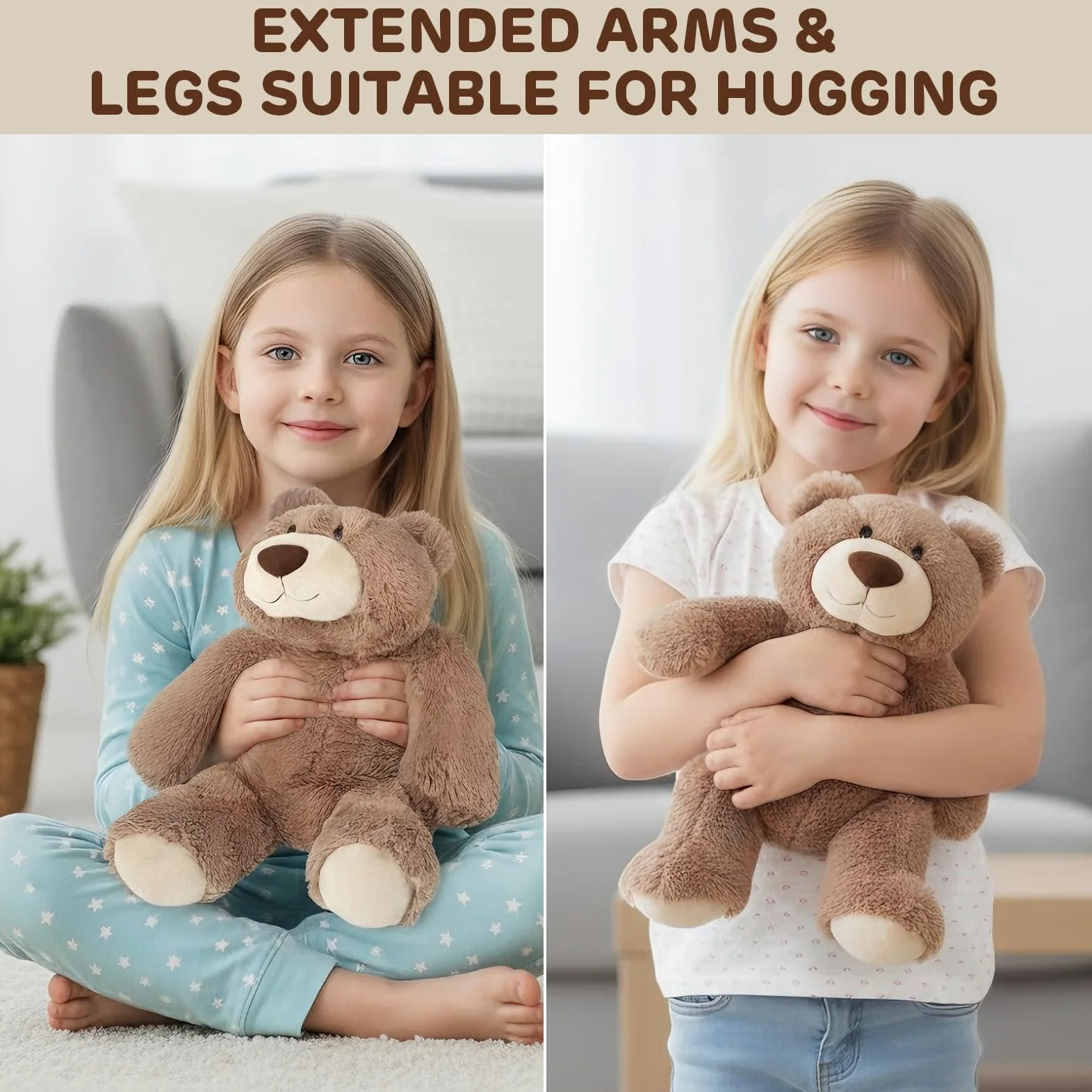 Joyreal 1.5 kg Orsetto Ponderato per I'ansia, Sollievo Dall'ansia per Gli Adulti, Orsetto in Peluche ponderato, Giocattoli Sensoriali per l'autismo, Animale di Peluche Ponderato 1.5 kg