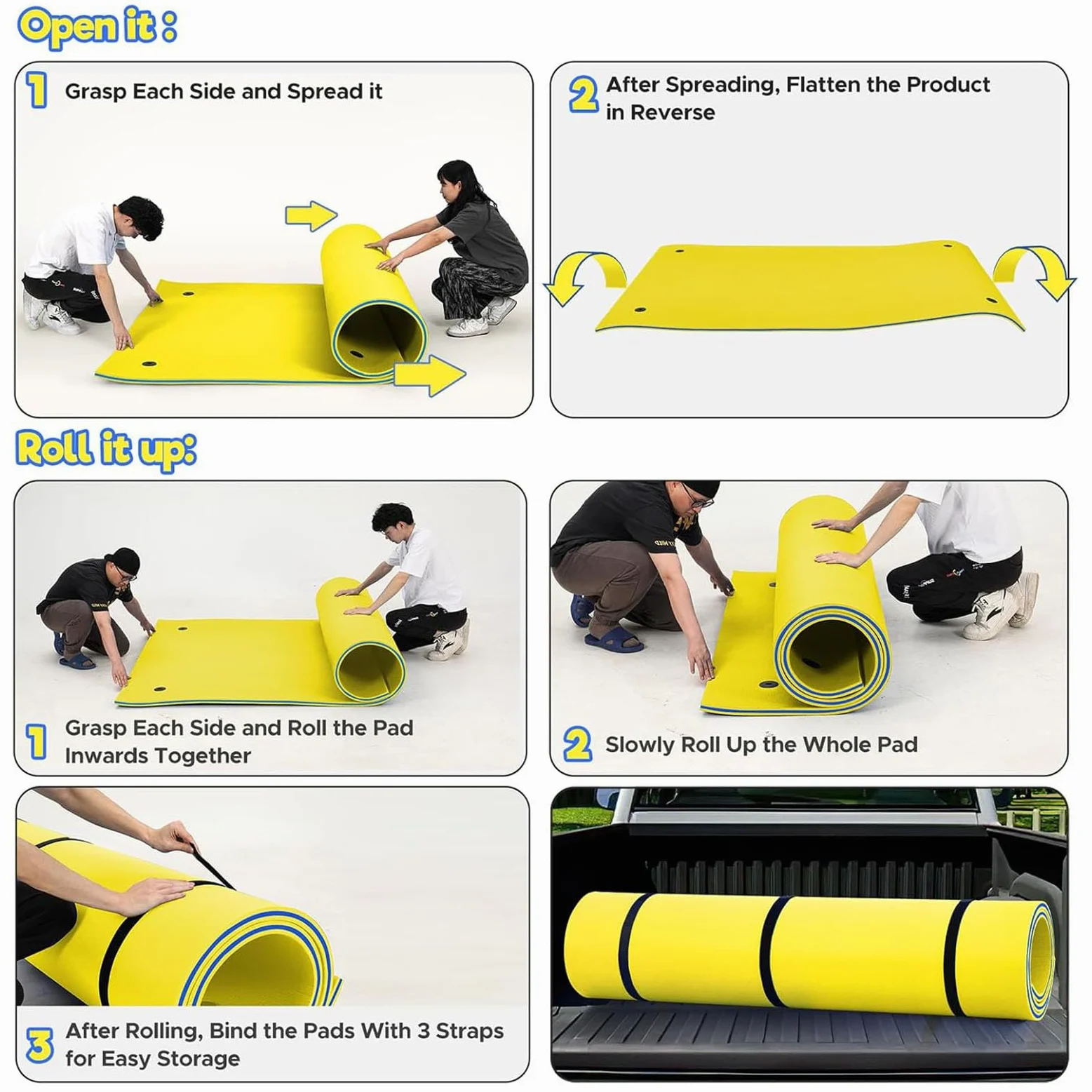 Tappeto Galleggiante, Tappeto d'Acqua Galleggiante Resistente agli Strappi per Lago, Tappeti Galleggianti per Piscina Ricreativa, Spiaggia, Lago, Disponibile, Adatto a più Utenti,Giallo,400x150x3.3cm