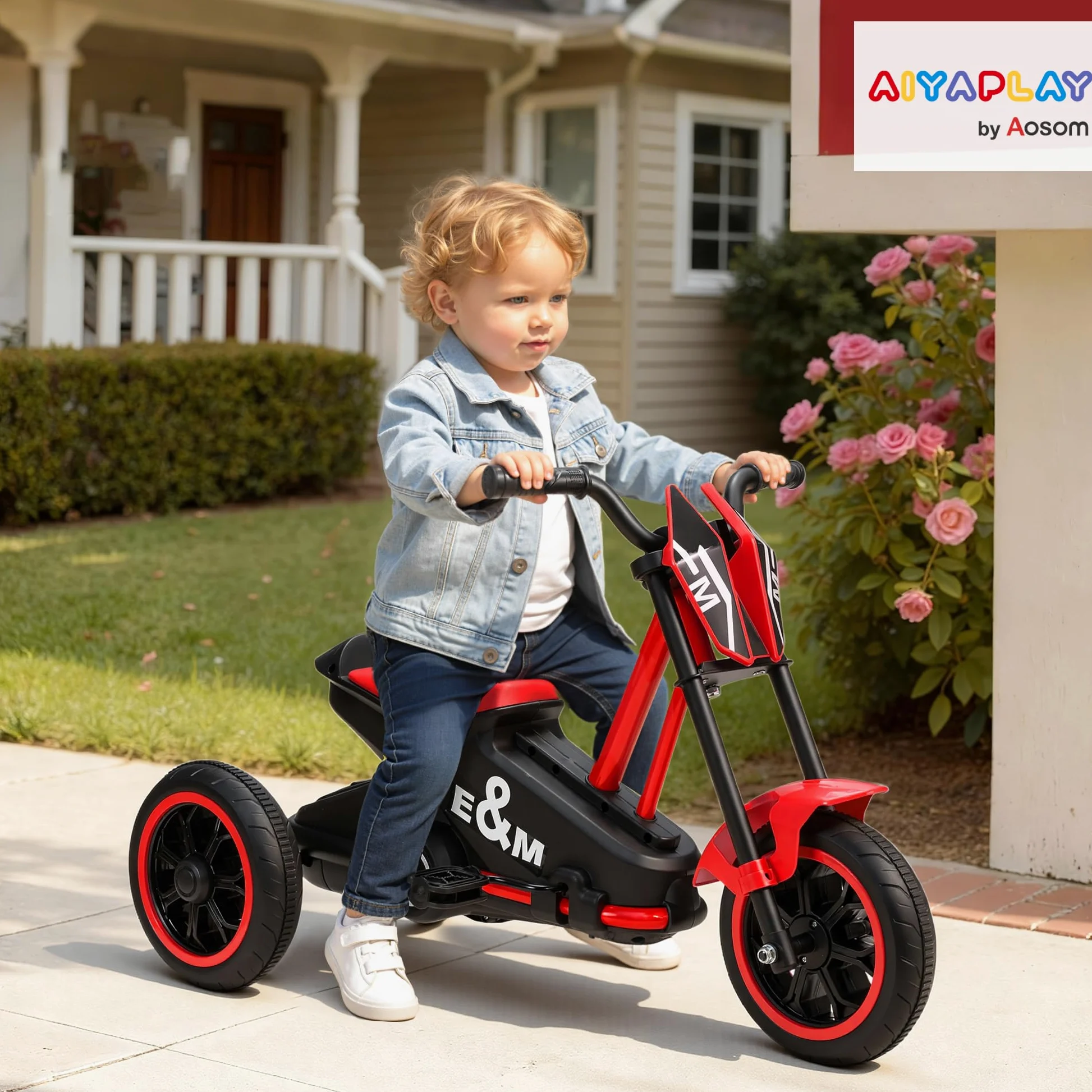 AIYAPLAY Triciclo per Bambini e Neonati con Pedali, Età 18-36 Mesi, Rosso | Per ragazzi e ragazze, Triciclo equilibrante a 3 ruote per bambini piccoli, uso interno ed esterno