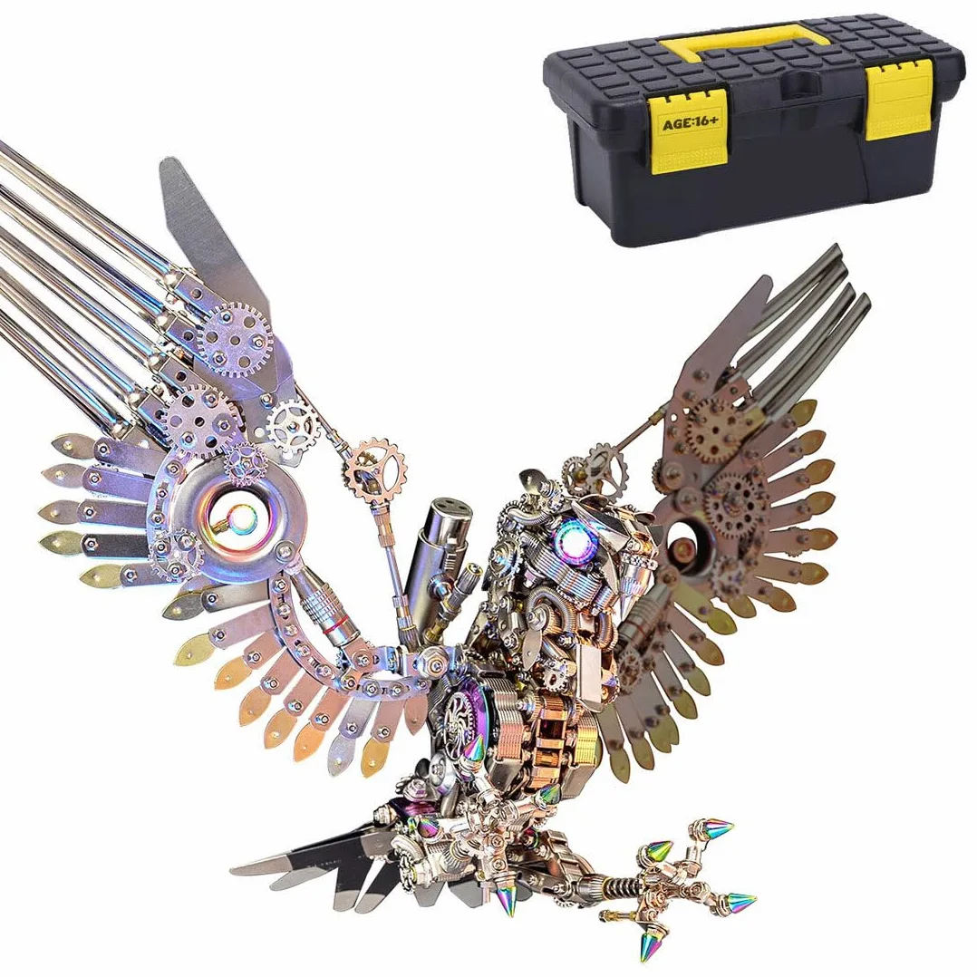 ZYX021 - Puzzle in metallo 3D per adulti, Steampunk Gyrfalcon fai da te, 1800 pezzi, modello meccanico a forma di uccello con LED creativo, idea regalo