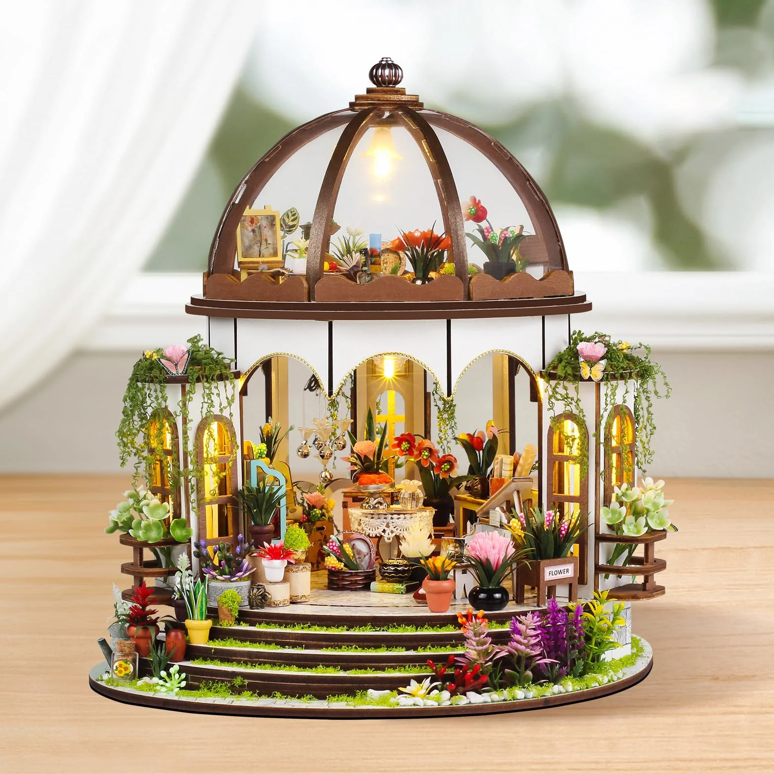 Cuteefun Kit DIY Casa in Miniatura per Adulti da Costruire, Modello di Mini Casa Fai-da-Te con Mobili Copertura e Strumenti, Idea Regali Artigianale Creativi per Il Regalo di Natale(Giardino Cielo)