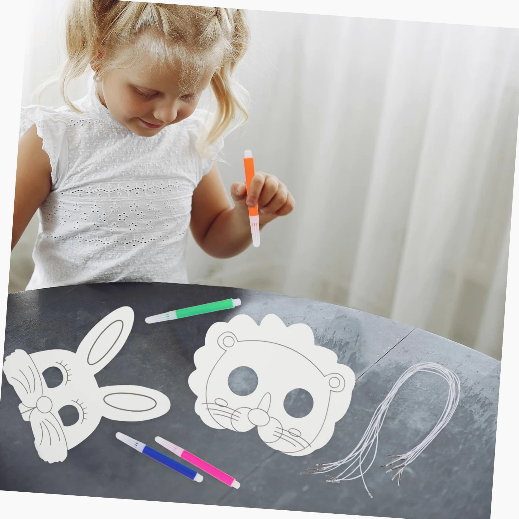 ibasenice 5sets Maschere Fatte Mano Per Maschere Animali Da Colorare Vuote Per Feste e Halloween Attività Creative Per Sviluppare La Manualità Dei