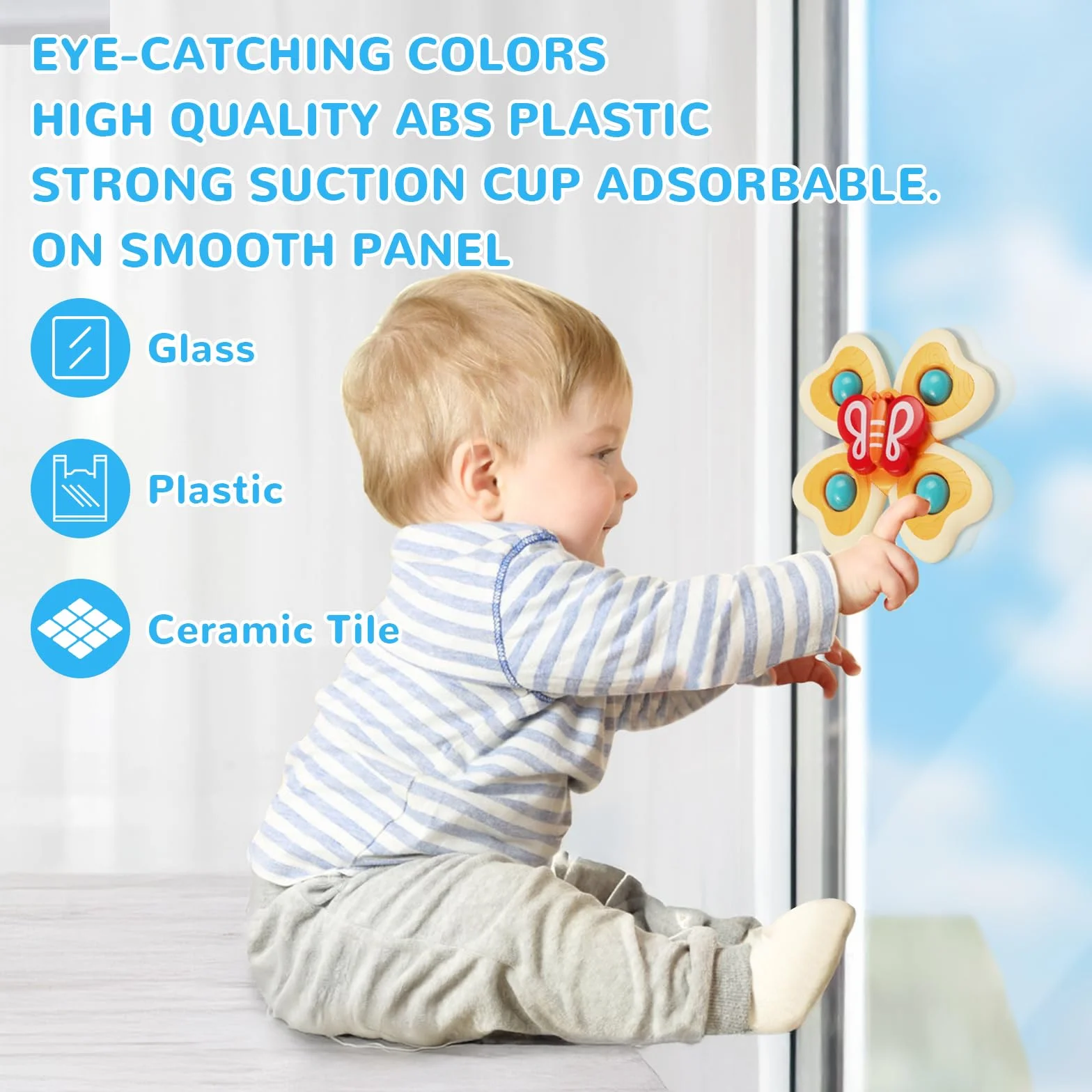 Vicloon Giocattolo a Ventosa per Bambini, 4pcs Giocattoli Sensoriali per Vasca da Bagno, Animali Colorati Spinning Top per Il Bagnetto per Bambini, Sollievo dall'Ansia Regali (Insetto)