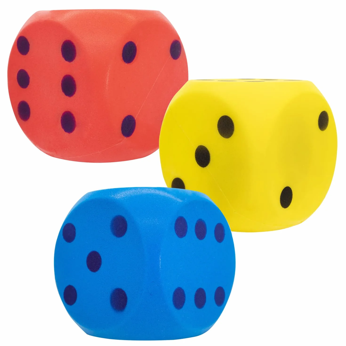 Idena 40227 - Cubo morbido in blu, giallo e rosso (selezione non possibile), grande cubo di schiuma di circa 15 cm per un gioco vario e divertente