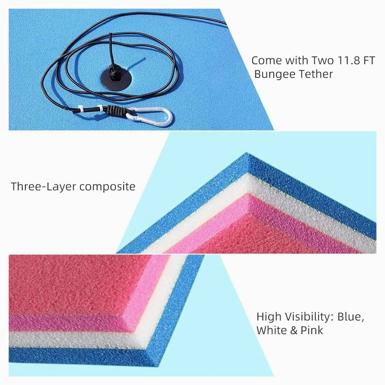Tappetino Galleggiante per Acqua, Materassino Galleggiante in Schiuma for Adulti attività acquatiche Piscina, Lago, Mare for Un Divertimento illimitato(Pink,2.7mx1.3mx3.3cm)
