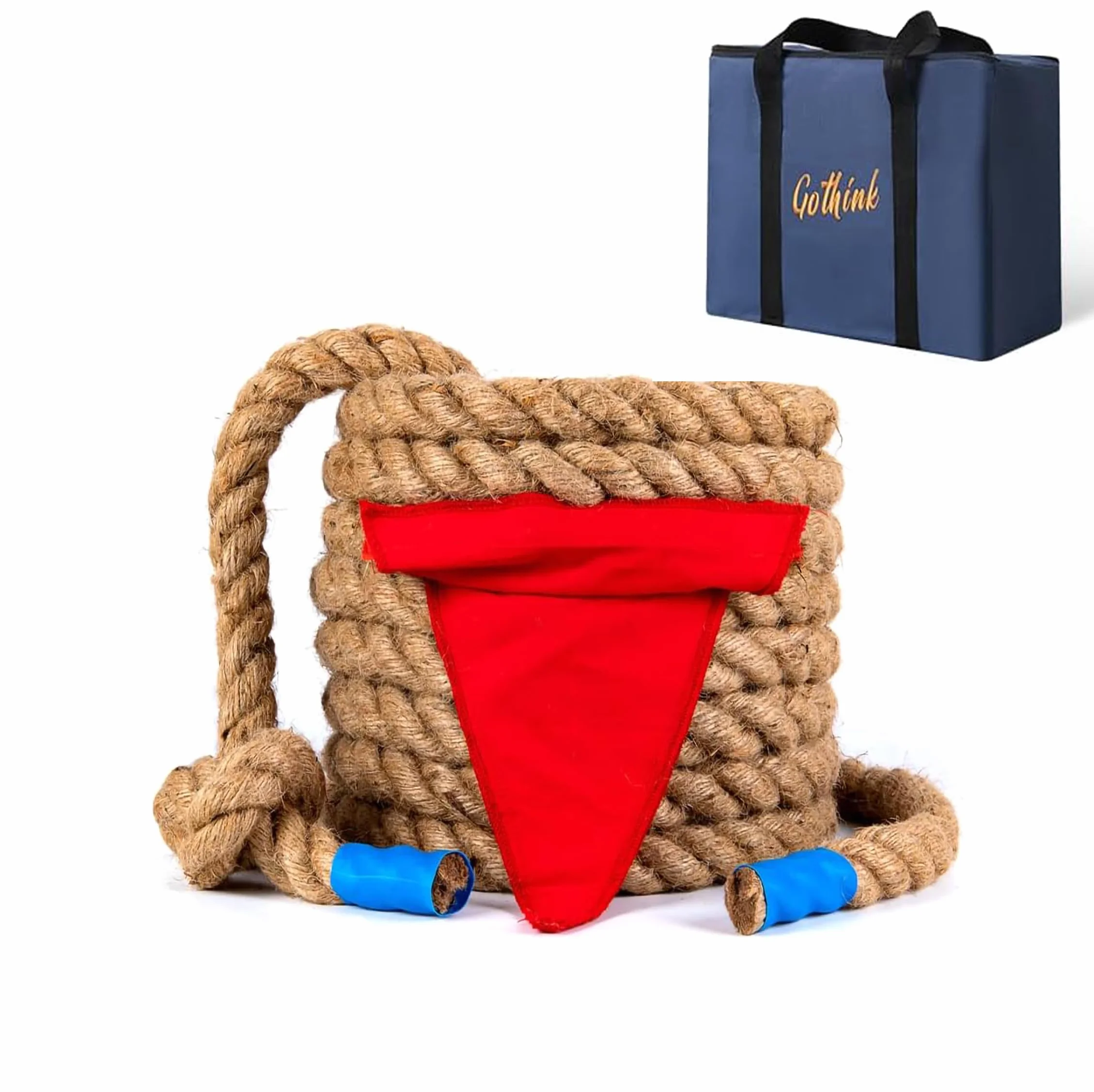 Corda da tiro alla fune con bandiera, per bambini e adulti, morbida corda in fibra di iuta naturale, per feste in campo, team building, feste, campeggio, cortile, giochi all'aperto, lunghezza 6 m,